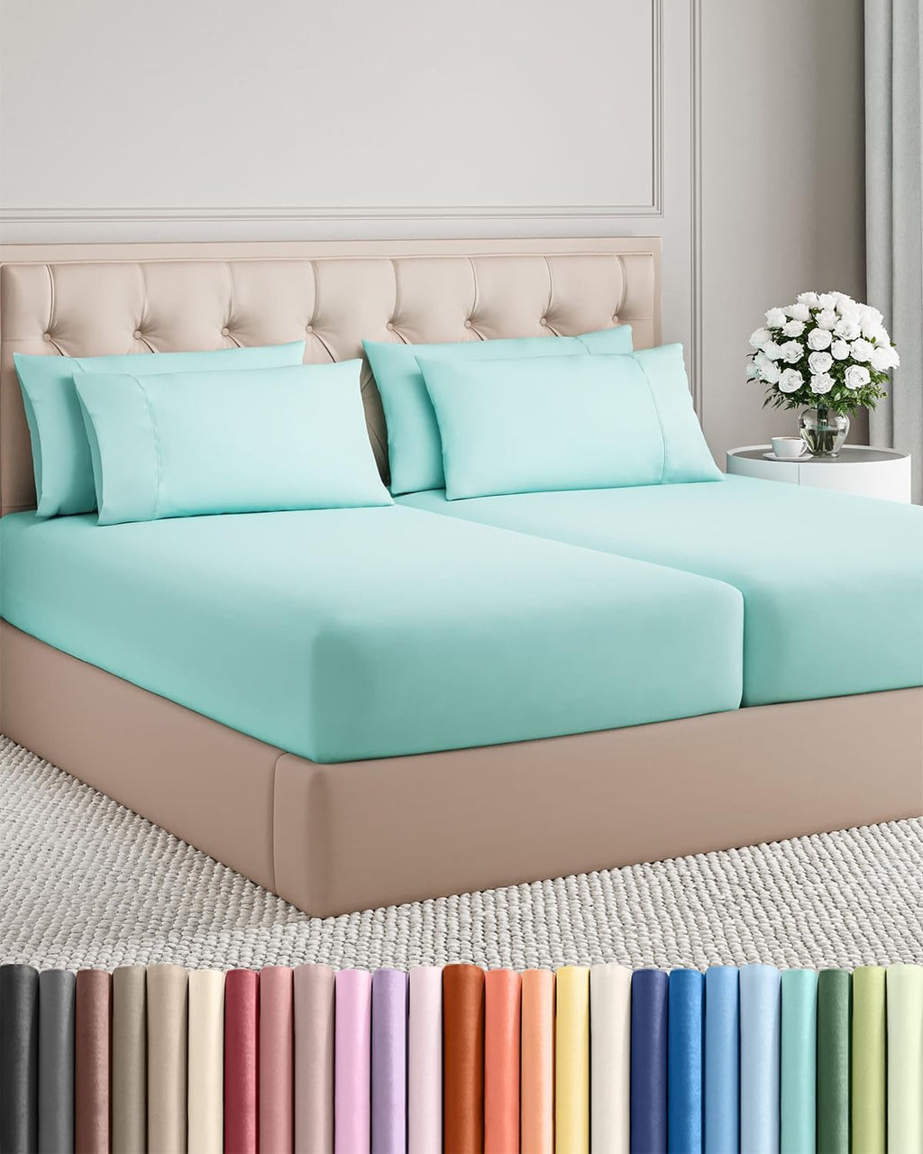 Split King 7 Piece Sheet Set - Comfy, Breathable & Cooling - Soft Hotel Luxury Bedding for Women, Men, Kids, Teens and Children - 1 Flat…