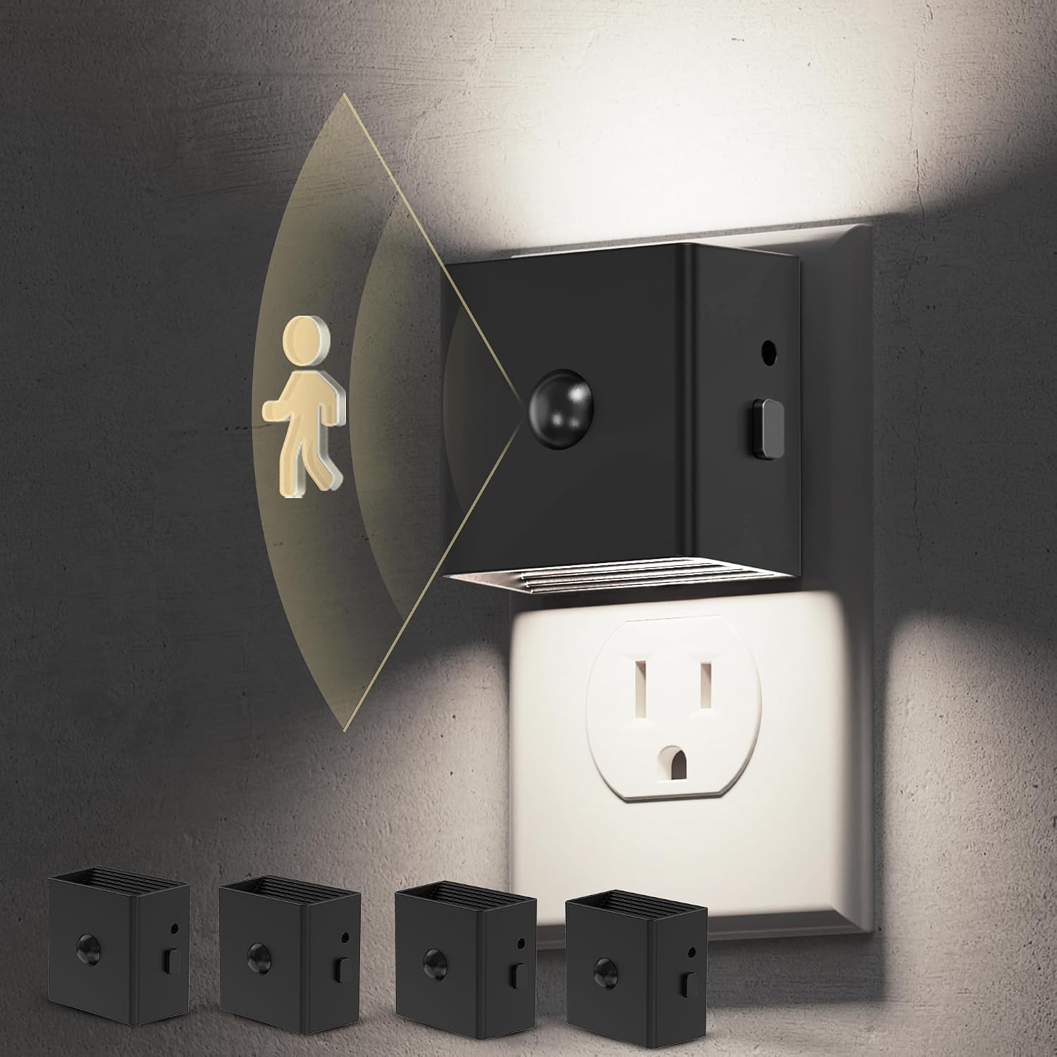 L LOHAS LED Motion Sensor Night Light, [4-Pack] Motion Activated Night Light, Motion Sensor and Dusk to Dawn Sensor, Brightness…