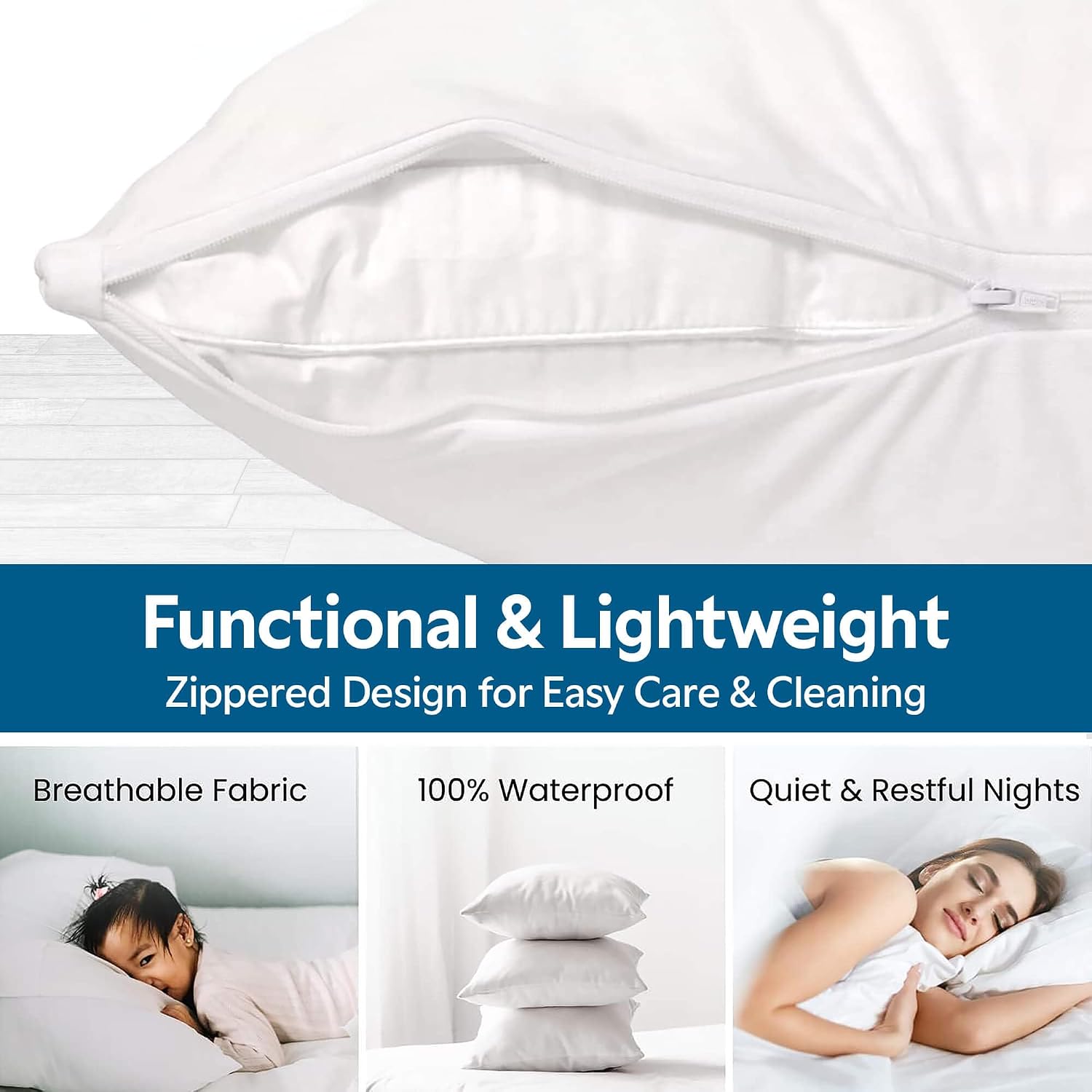 Guardmax Waterproof Pillow Protector White Toddler Size - Zippered Bed Bug Pillow Protector 1 Pack - Hypoallergenic Pillow Case Cover…