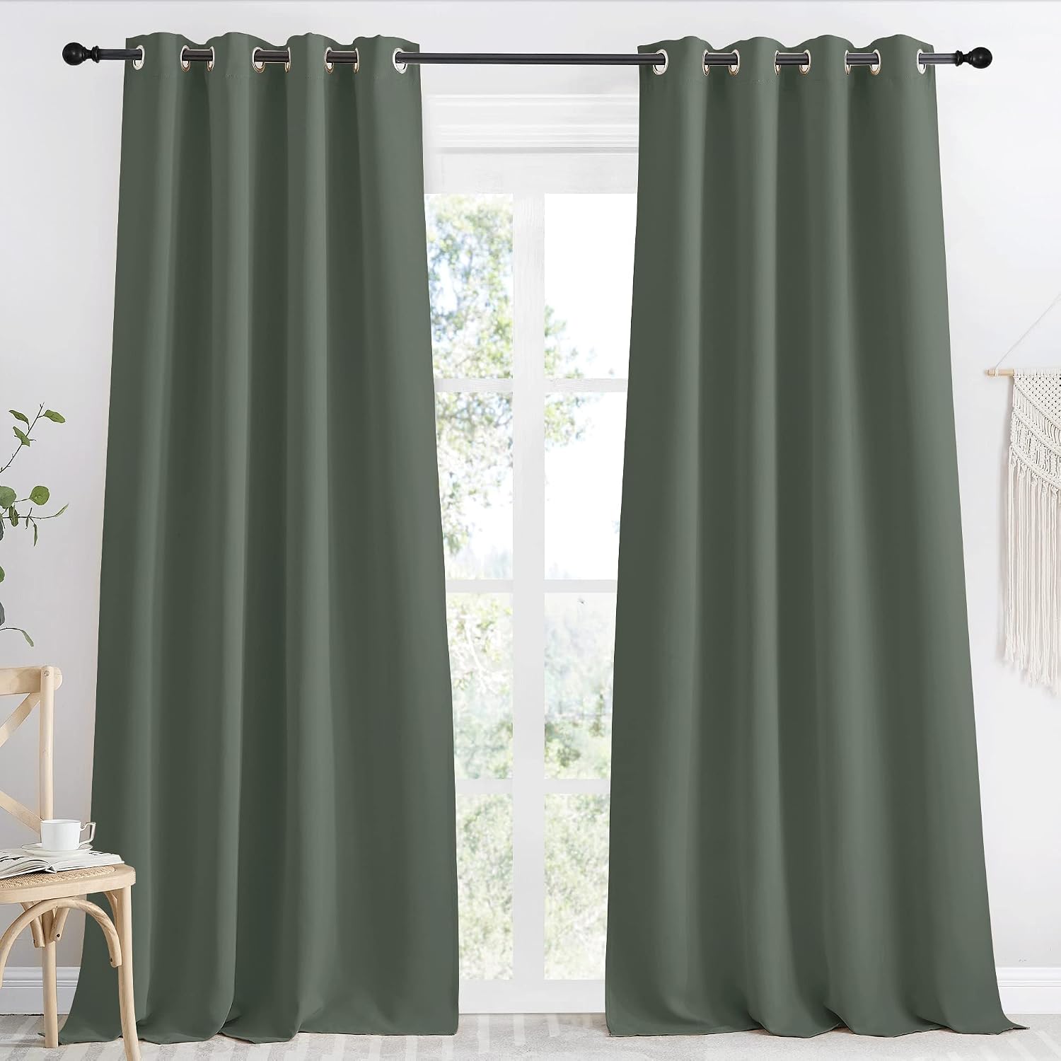 NICETOWN Blackout Curtain for Living Room 90 inch Long, 1 Panel, Dark Mallard, W55 x L90, Grommet Thermal Insulated Room Darkening Sound…