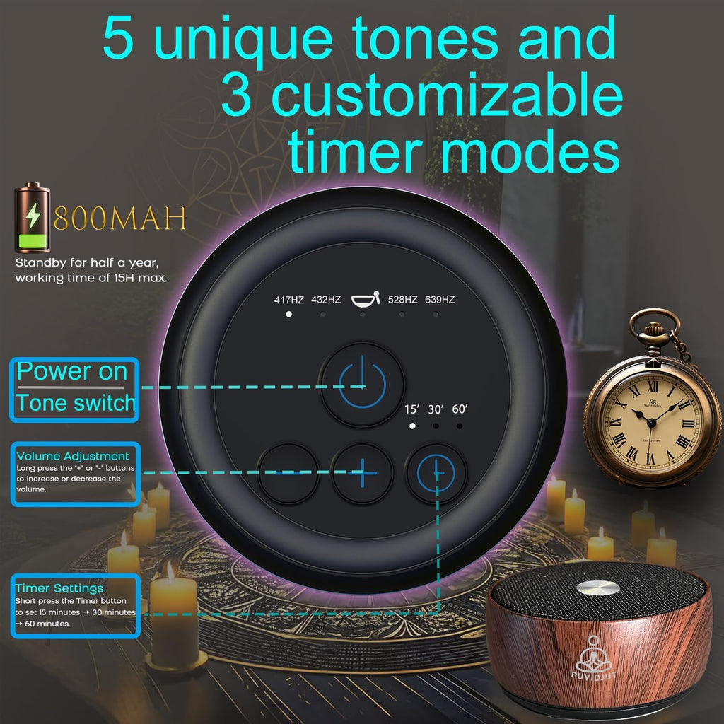 Puvidjutmeditationmachine Sound Frequency Machine, Meditation Generator Instrument, Tone Device Tools - Solfeggio Frequencies Bath for Yoga,…