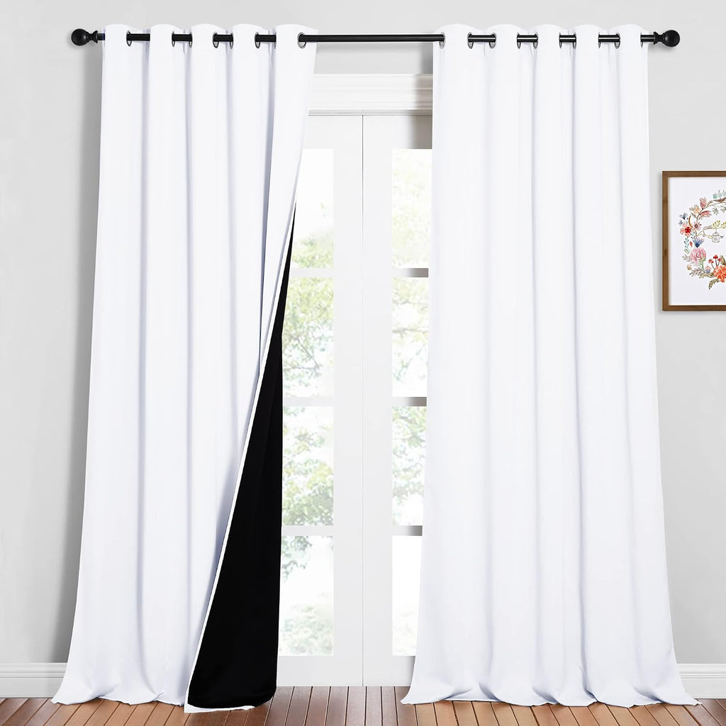 Nicetown Full Shading Cold Blocking Curtains for Windows, Super Heavy-Duty Black Lined Blackout Curtains for Bedroom, Privacy Assured Windo…