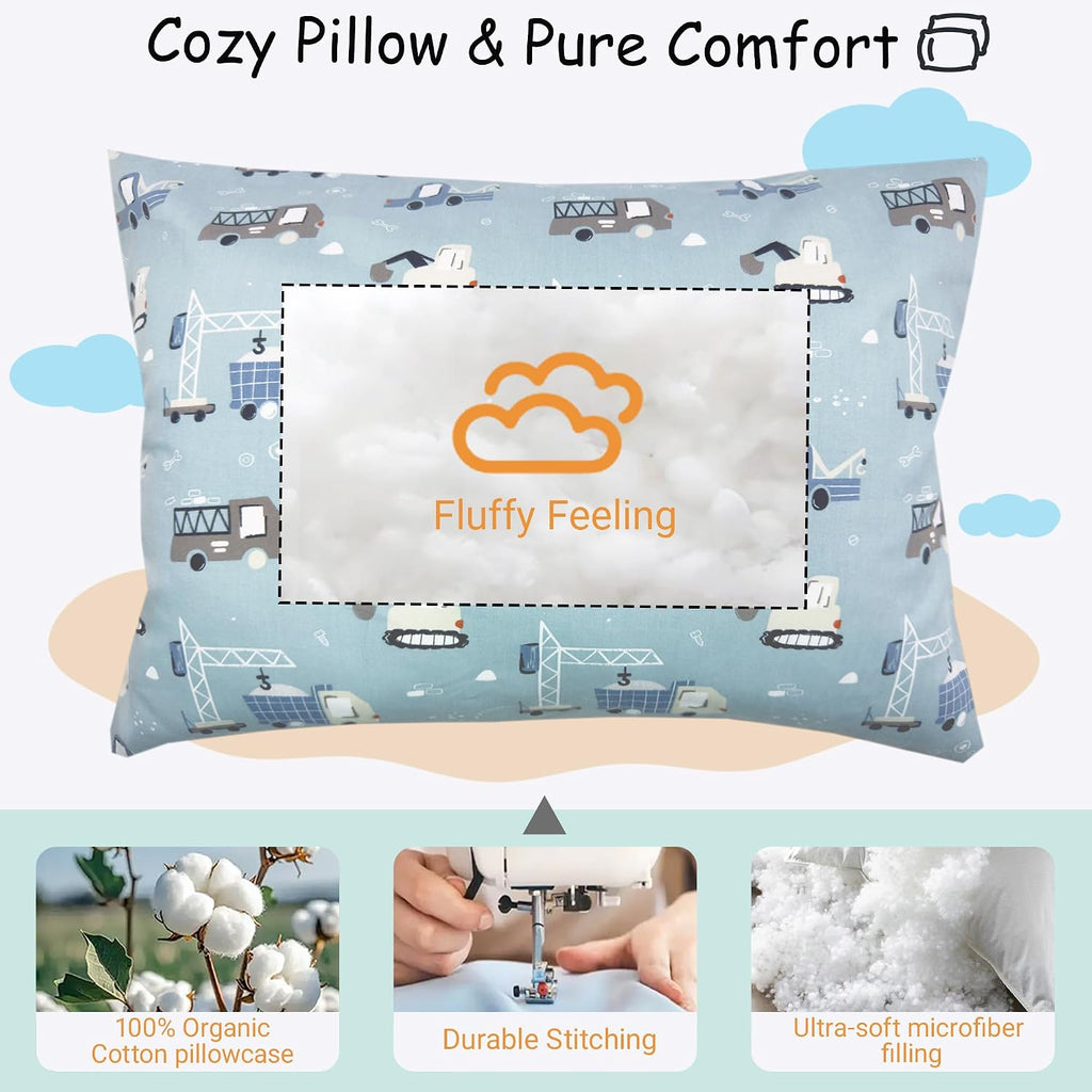 ZPECC-ABrandThatHasBeenFocusedOnBeddingFor20Years ZPECC Toddler Pillow with Pillowcase - 13x18 Organic Cotton Hypoallergenic Kids Pillow, B…