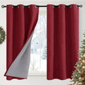 YoungsTex Burgundy Linen Blackout Curtains 45 Inch Length for Bedroom, Short Room Darkening Drapes with Grommet Thermal Insulated for Kitch…