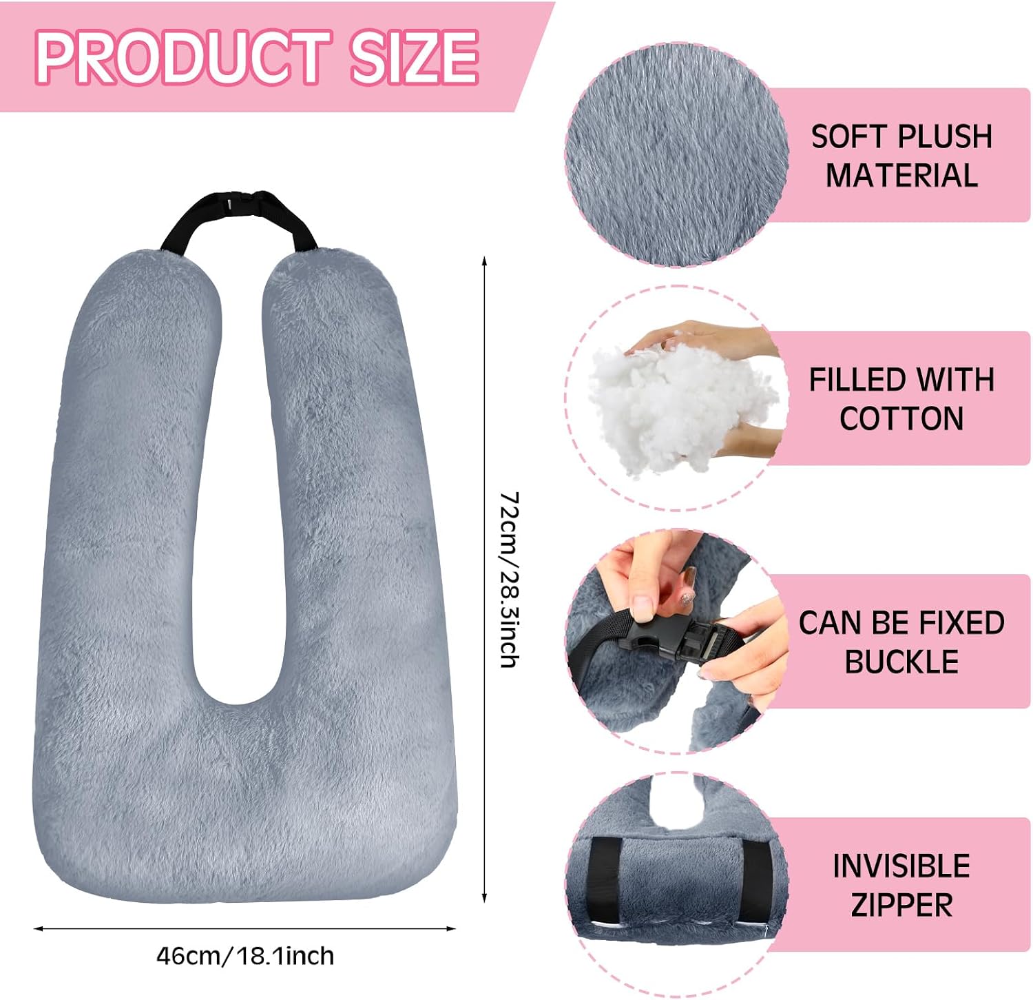 home Barydat 2 Pcs Car Travel Pillow for the Back Seat 28 x 18 in Sleeping Reading Pillows for Long Distance Travel Car Cushion for Kids Ad…
