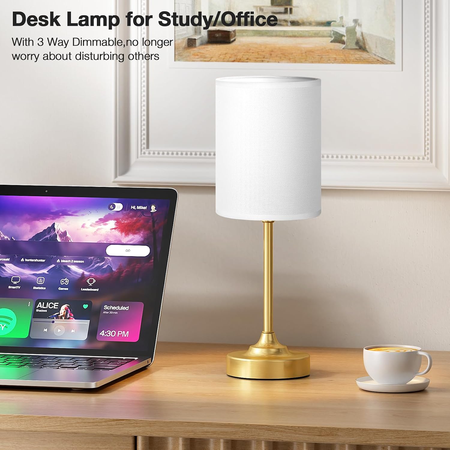 Dicoool Touch Bedside Table Lamps for Bedroom - 3 Way Dimmable Gold Nightstand Lamp, Small Desk Lamp for Office, Living Room, Dorm Room…