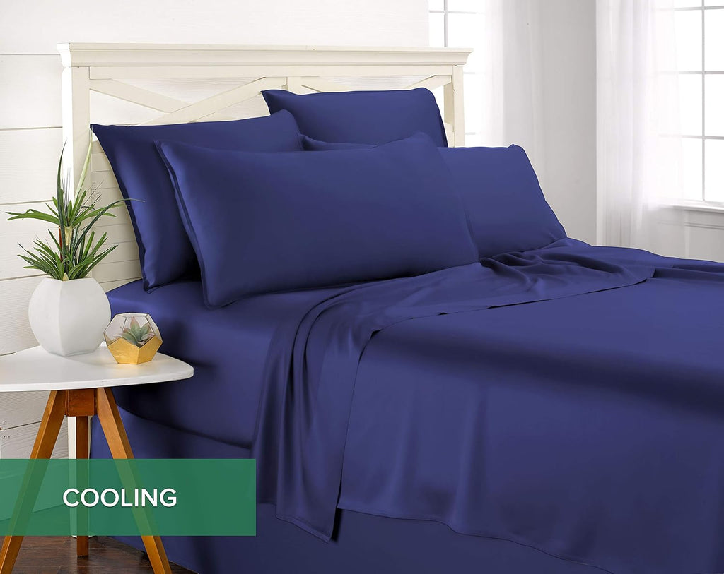 PureBamboo Pure Bamboo Twin Sheets, Genuine 100% Organic Viscose Derived from Bamboo Bed Sheet Set, Luxuriously Soft & Cooling, Double Stit…