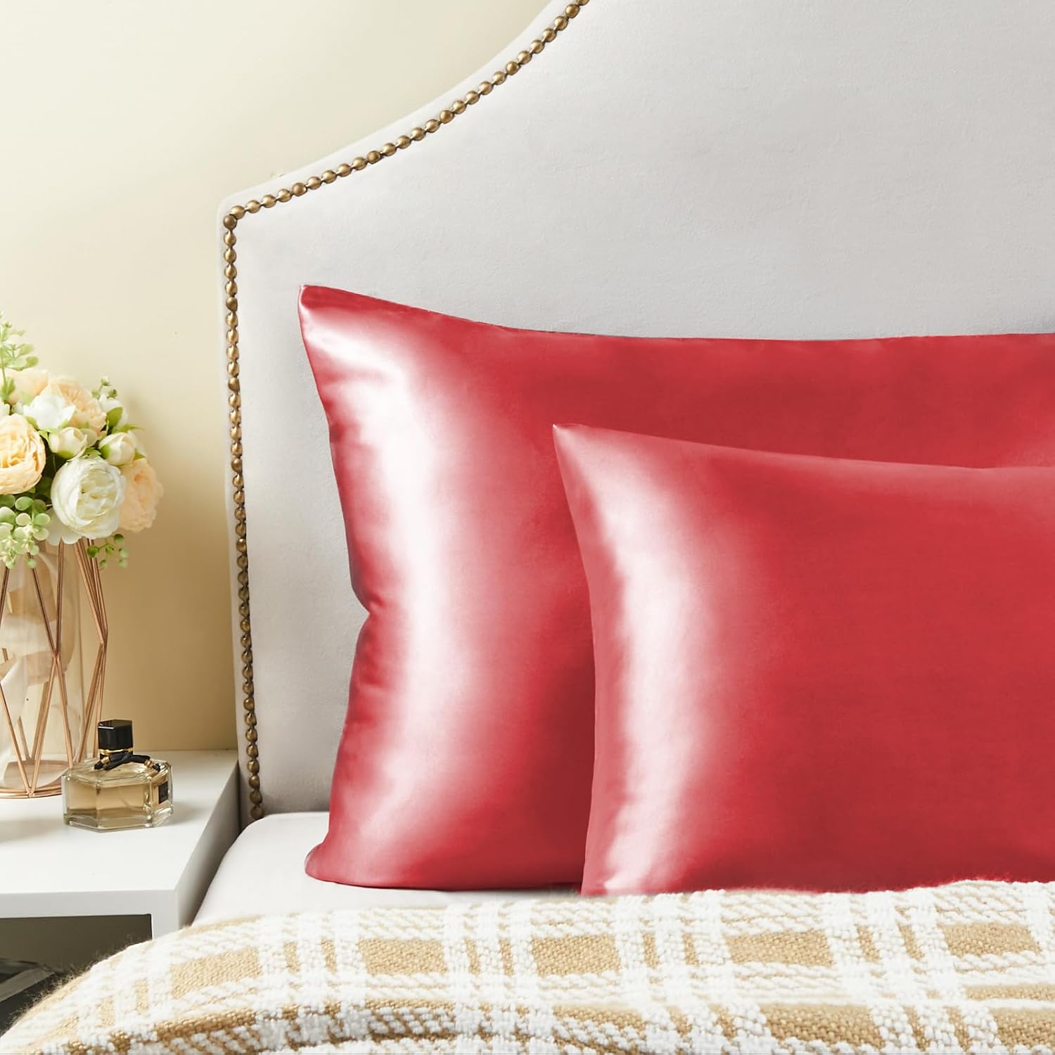 Bedelite Satin Pillowcase for Hair and Skin, Super Soft and Cooling Similar to Silk Pillow Cases 2 Pack with Envelope Closure, Gift for Wom…