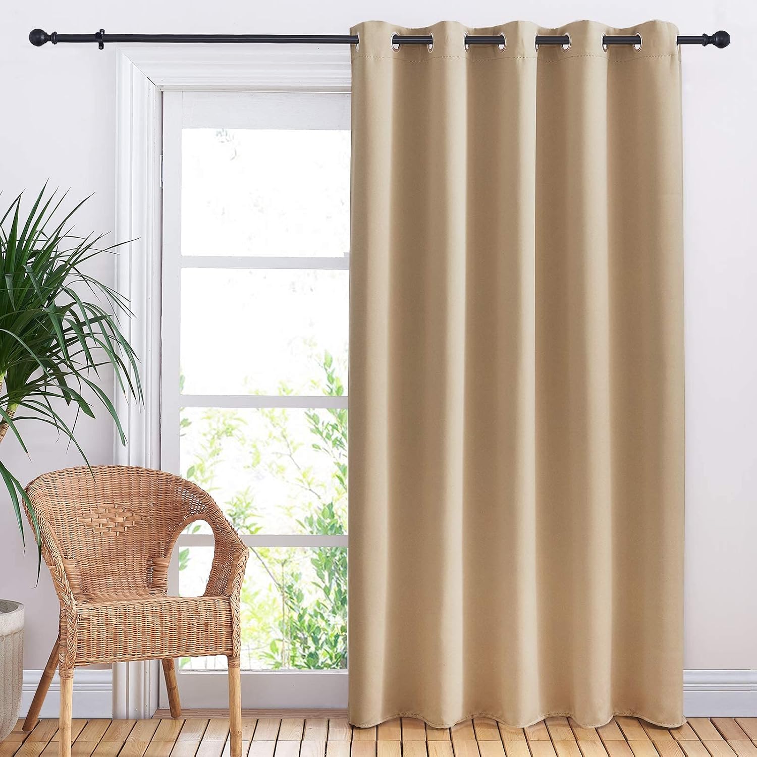 NICETOWN Sliding Door Blinds Window Treatment, Blackout Patio Door Curtain Panels, Privacy Thermal Drape for Department (Biscotti Beige…