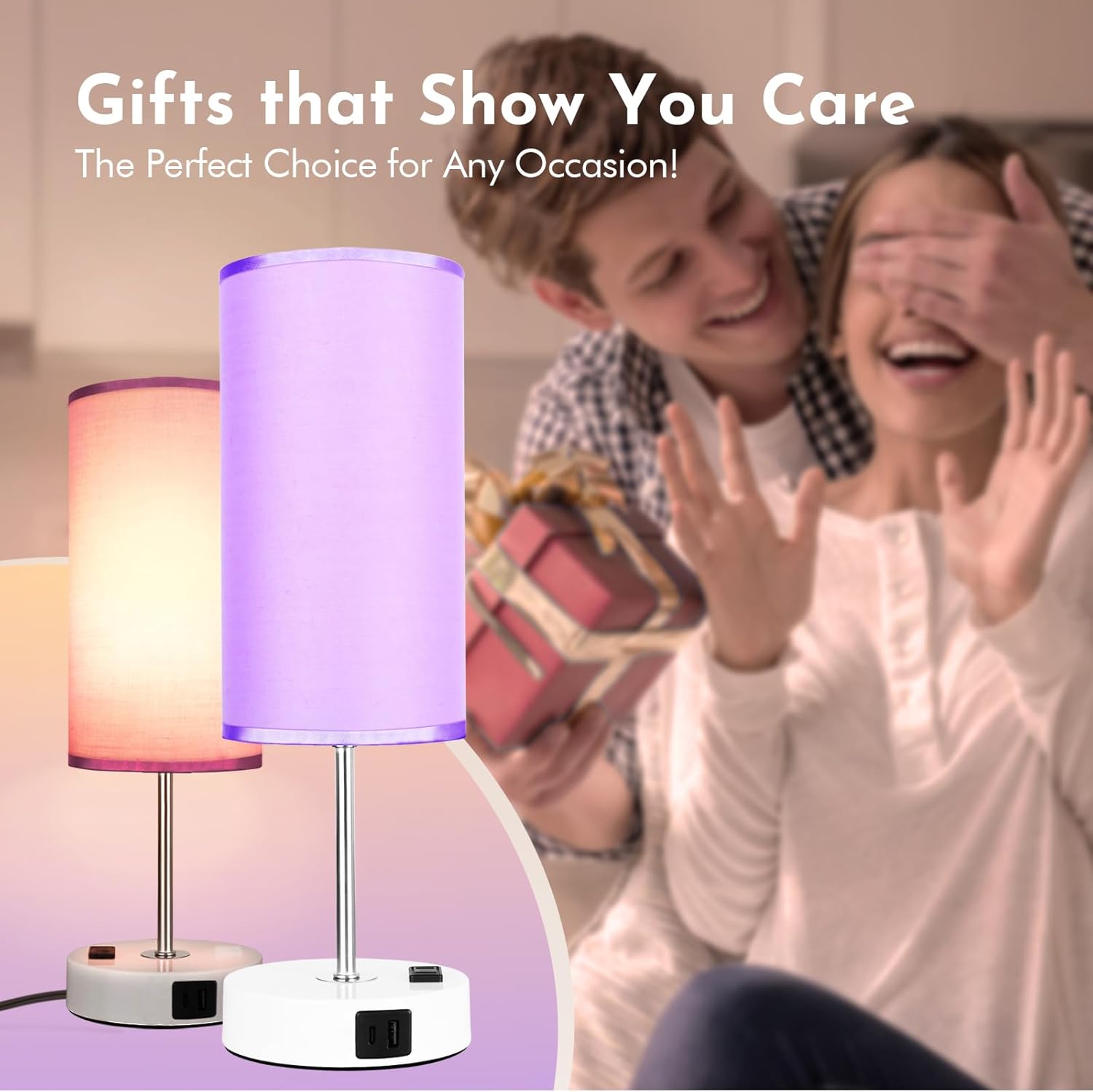 Bedside Table Lamp with USB Port - Touch Desk Lamp for Bedroom, 3 Way Dimmable Small Nightstand Lamp for Living Room, Bedroom Lamps for…