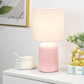 Maye Small Ceramic Table Lamp for Living Room and Bedroom, Modern Kids Night Table Lamp, Φ6.3×H13IN, Bulb Excluded, Light Pink