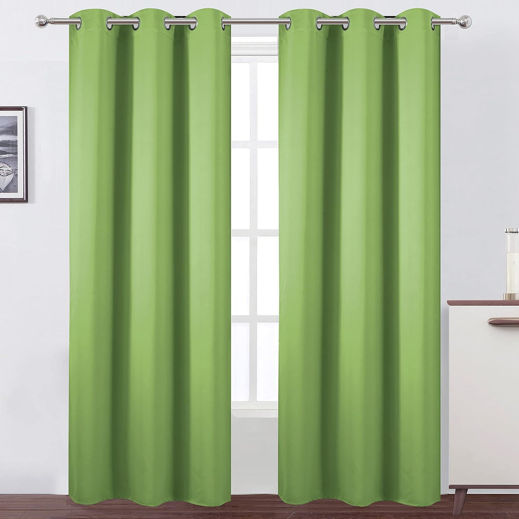 Lemomo Light Green Thermal Blackout Curtains/38 x 84 Inch/Set of 2 Panels Room Darkening Curtains for Bedroom 84 Inch Green