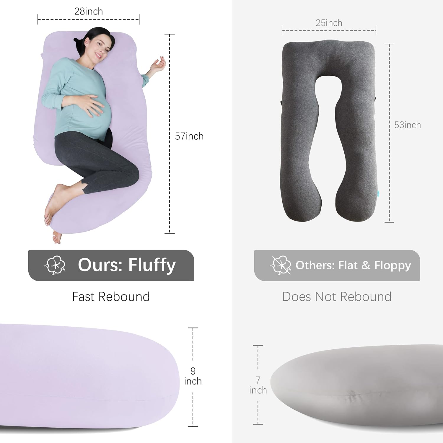 Moonpark MOON PARK Pregnancy Pillows for Sleeping - U Shaped Full Body Maternity Pillow with Removable Cover - Support for Back, Legs, Bell…