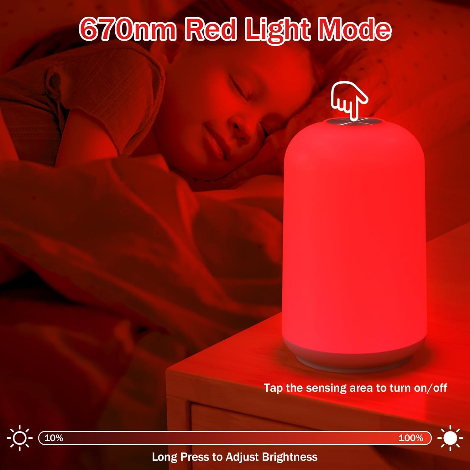 Streamlet 670nm Red Light Night Light for Sleep with Timer, Rechargeable, Dimmable, Lamp Blue Light Blocking for Improve Sleep, D…