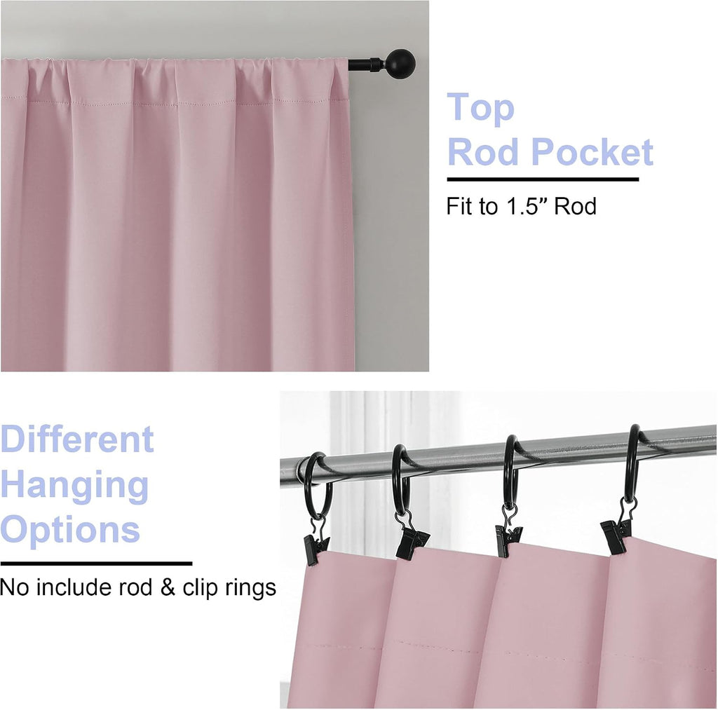 Simplebrand Ava Blush Blackout Curtains for Bedroom, 72 Inch Length, 2 Panels Set, Privacy Thermal Insulated Rod Pocket Window Curtains for…