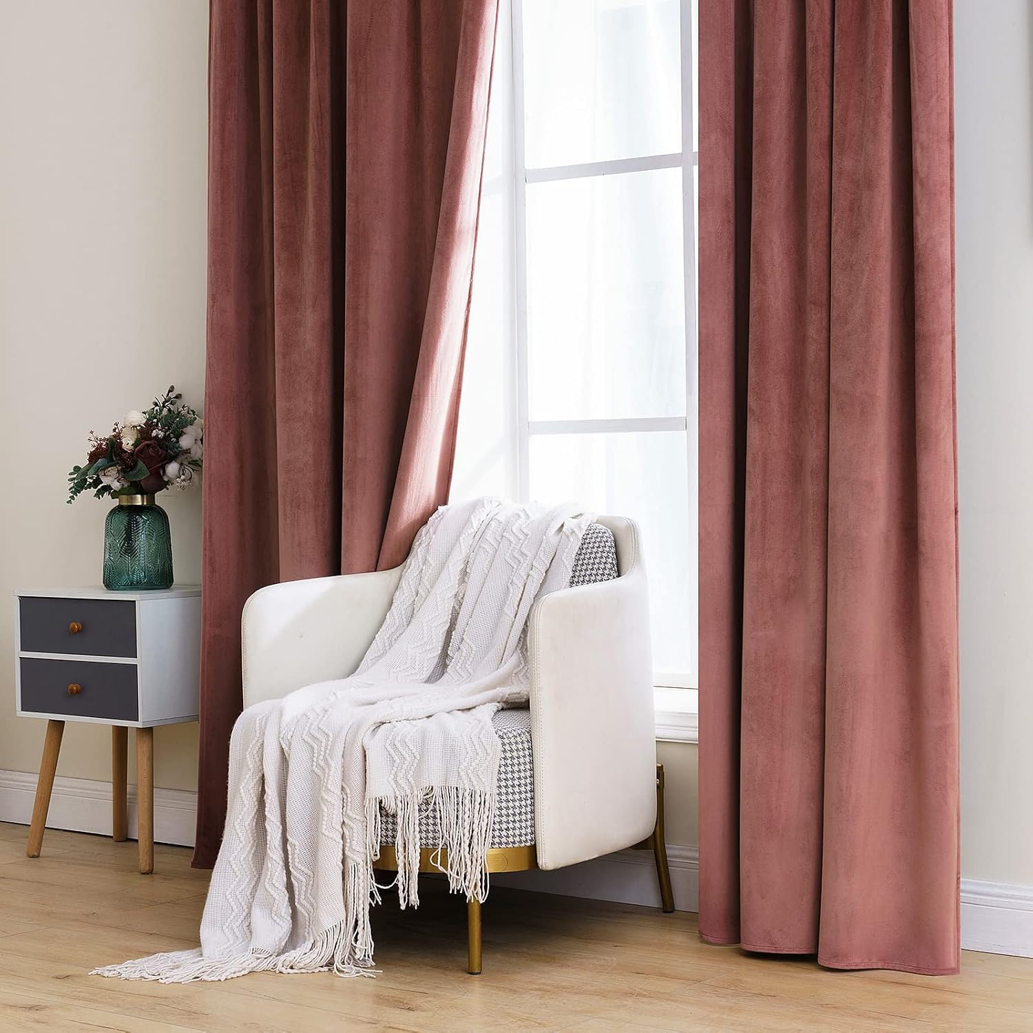 Miulee Velvet Curtains 108 inches Long 2 Panels - Luxury Blackout Curtains for Bedroom Living Room Thermal Insulated Super Soft Window Drap…