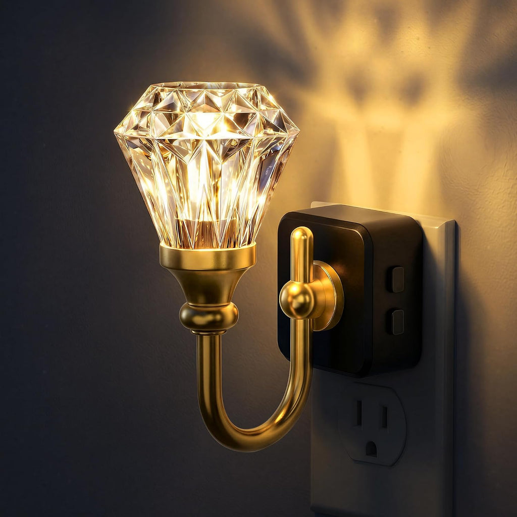 DORESshop LED Night Light, Diamond Acrylic Night Lights Plug into Wall, 3 Level Brightness Adjustable Plug in Night Light, 8-Color RGB…