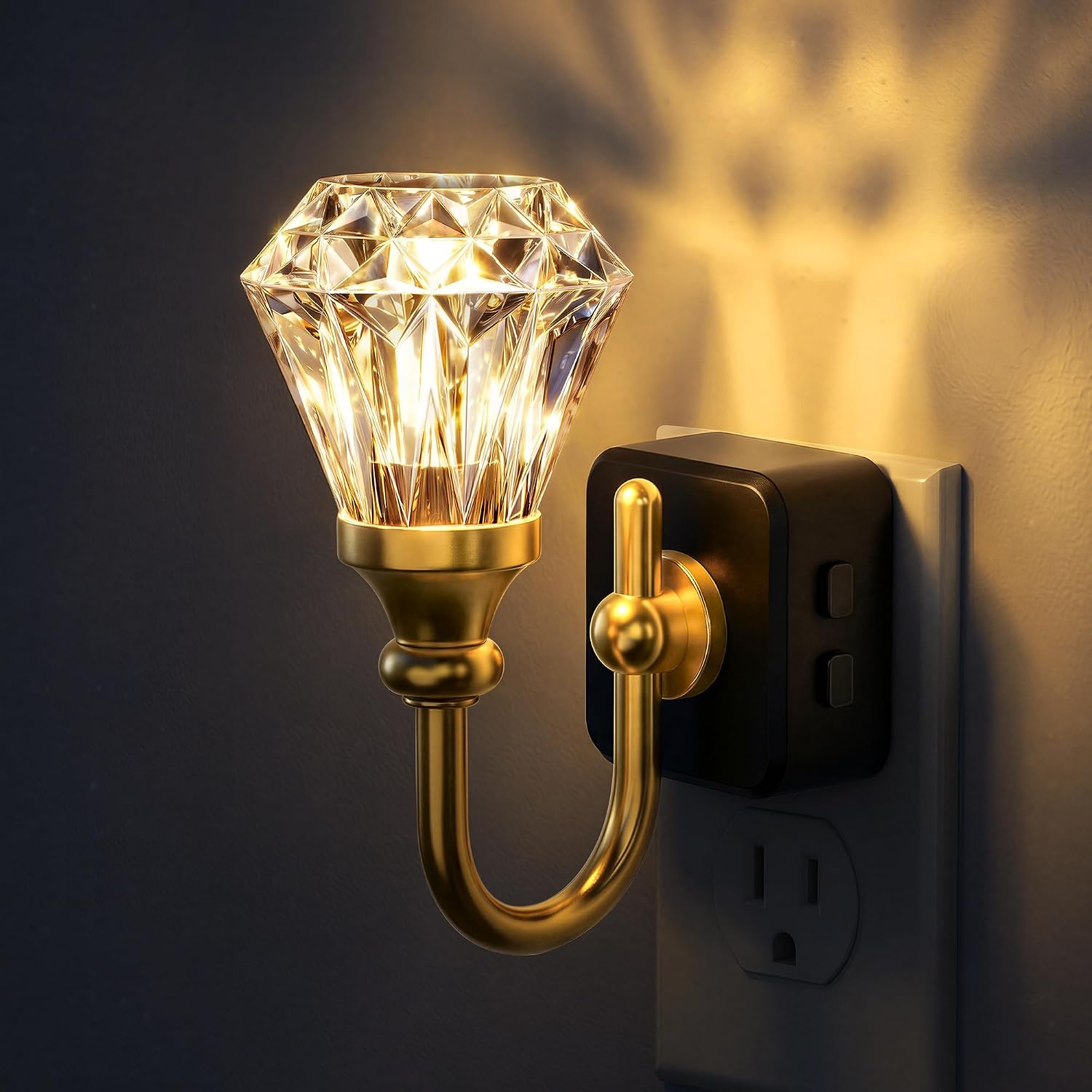 DORESshop LED Night Light, Diamond Acrylic Night Lights Plug into Wall, 3 Level Brightness Adjustable Plug in Night Light, 8-Color RGB…