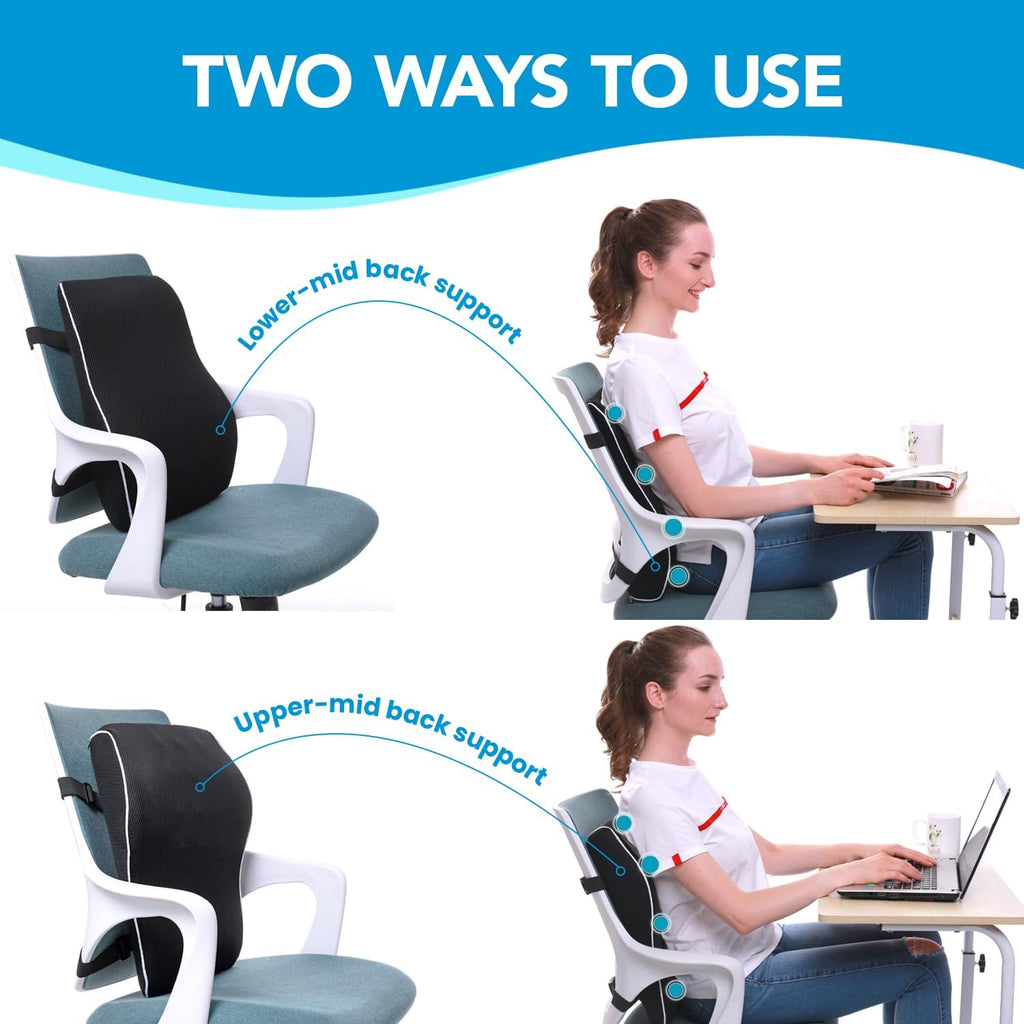 Qutool Lumbar Support Pillow for Office Chair, Office Home Essentials, Gifts for Mom, Dad, Back Support Pillow for Car, Chair Cushions, Back I…