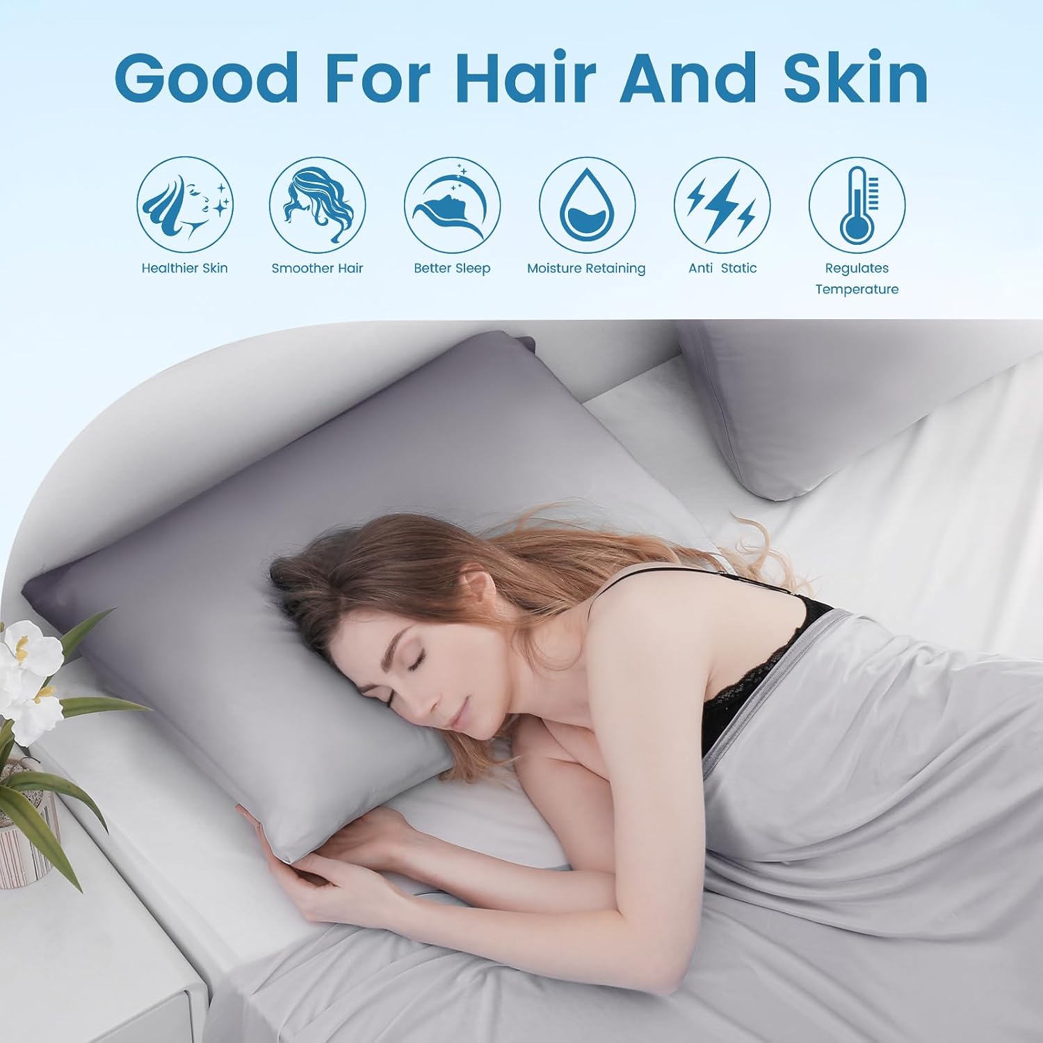 Luxear Cooling Pillow Cases, 2 Pack King Size Arc-Chill Q-max > 0.5 Gradient Cool Pillowcases for Hair Skin, Breathable Silky Cooling Summer…