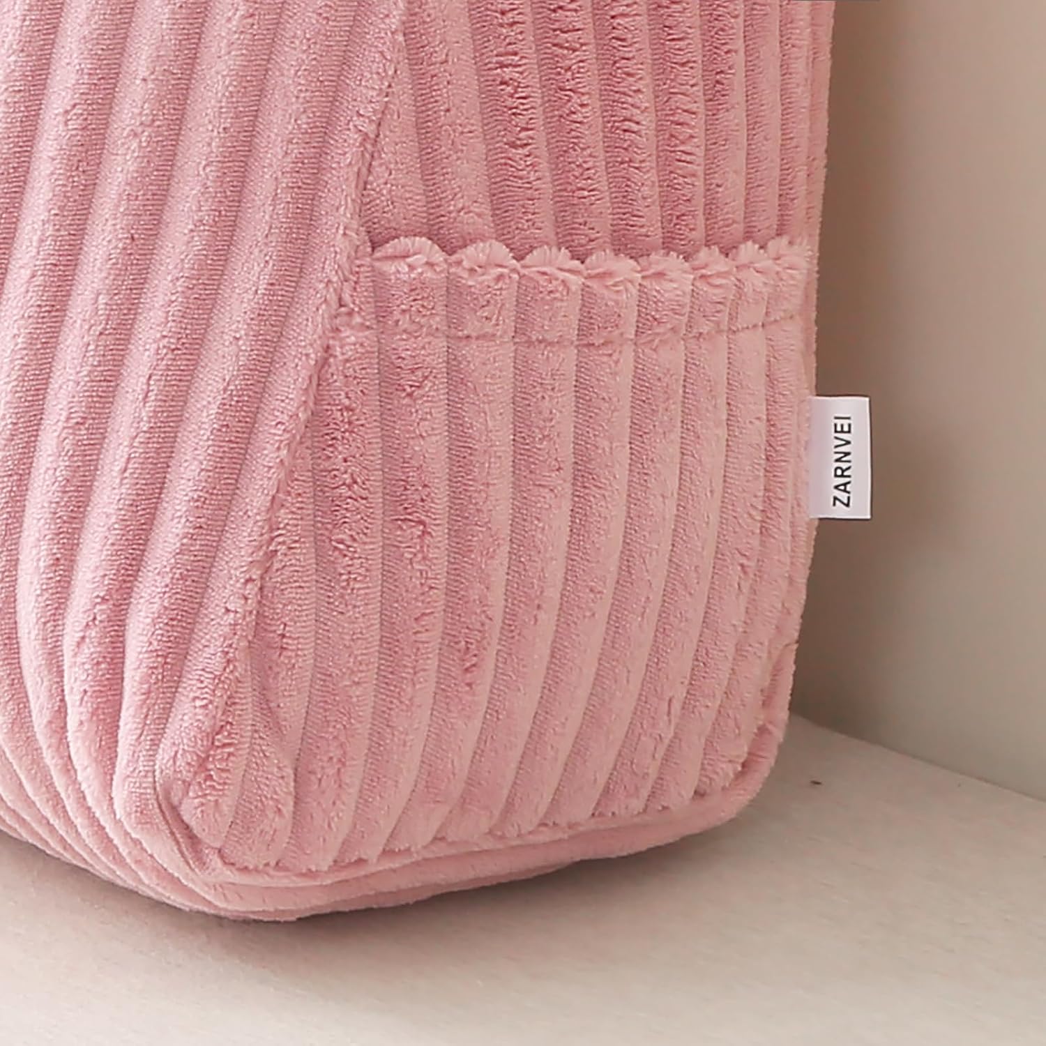 Corduroy Wedge Reading Pillow for Bed, 3 Sizes, 4 Colors for Bed, Sofa, Office Chair (Pink, Large 24 * 20 * 8in)