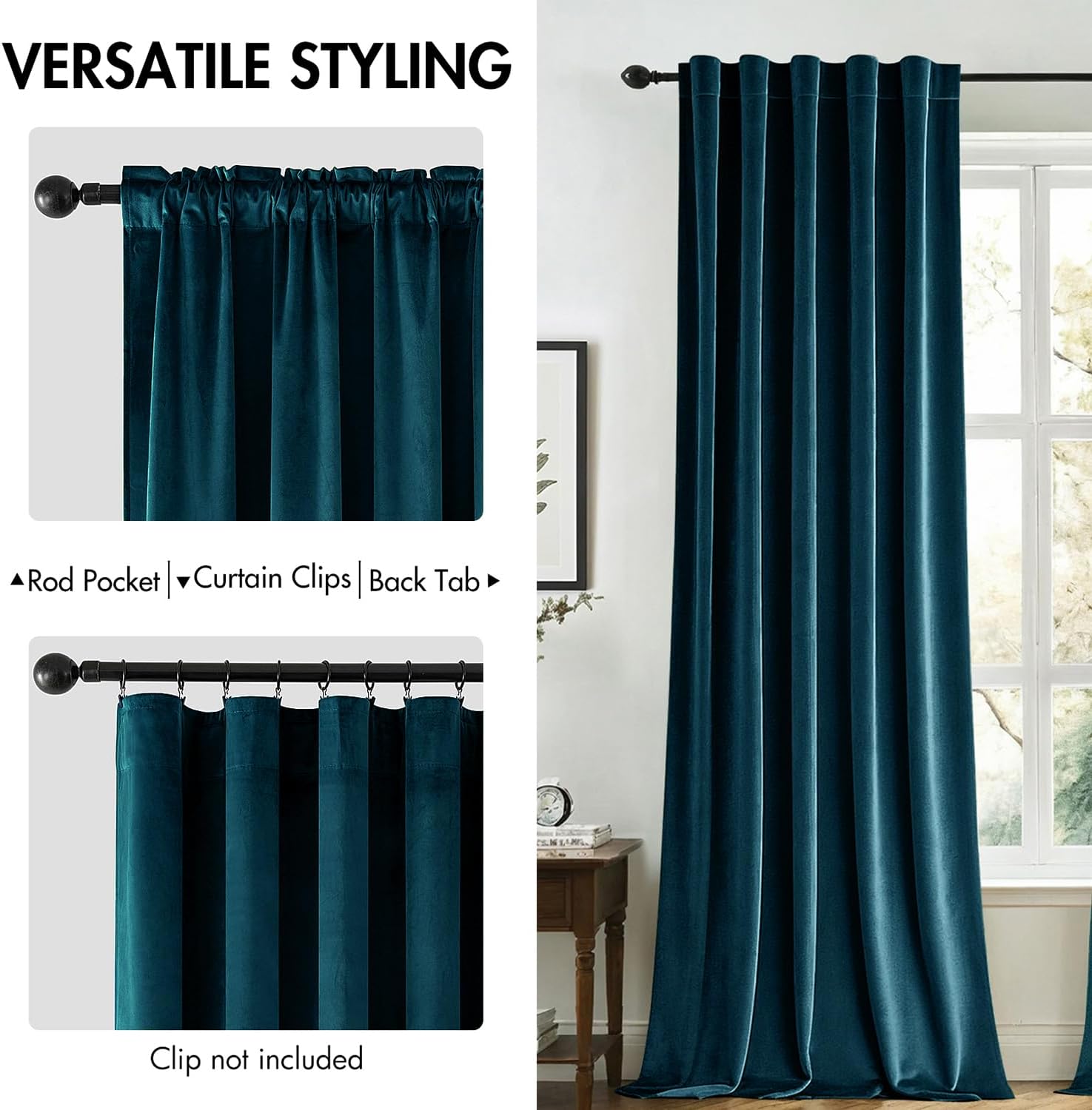 Miulee Blue Velvet Curtains 108 inches Long 2 Panels - Luxury Room Darkening Curtains for Bedroom Living Room Thermal Insulated Fall Decor…