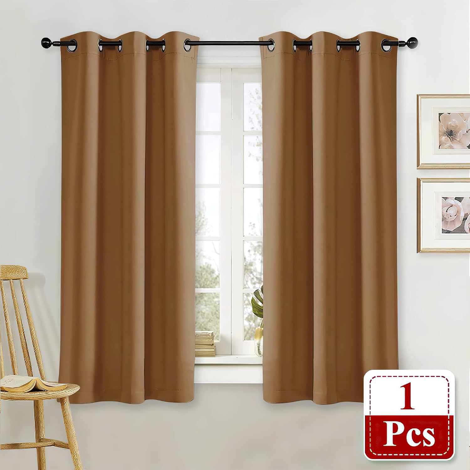 NICETOWN Blackout Curtain Blind for Bedroom Thermal Insulated Grommet Blackout Room Darkening Drape/Drapery (Single Panel, W42 x L63…