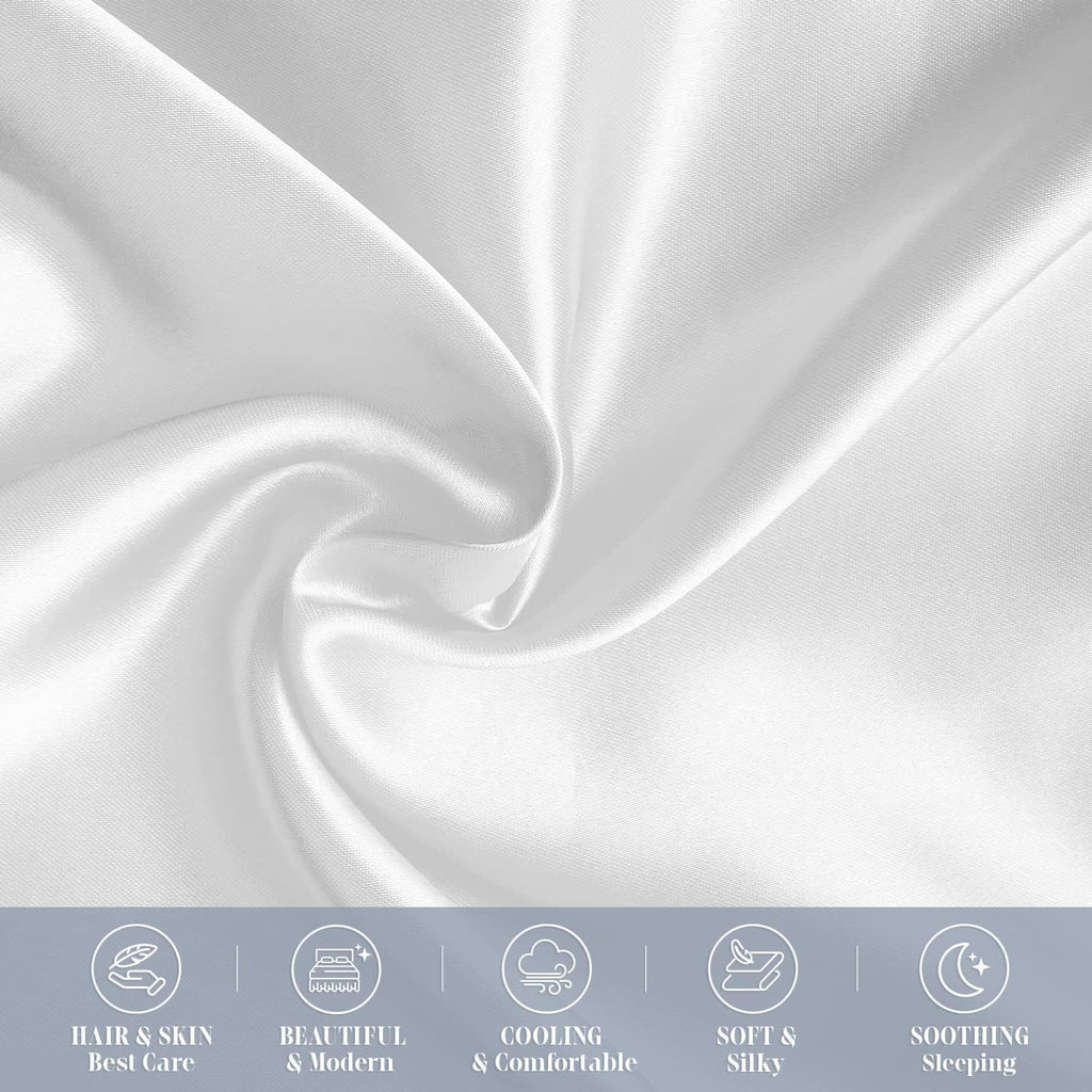 Elegantcomfort Elegant Comfort 6-Pack White Standard/Queen Viscose Satin Pillowcase Set with Hidden Zipper Closure, 20" x 30" White