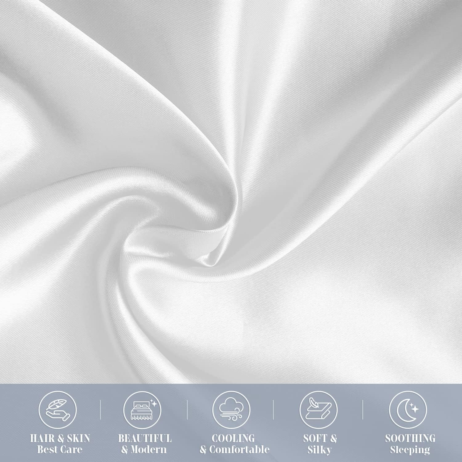 Elegantcomfort Elegant Comfort 6-Pack White Standard/Queen Viscose Satin Pillowcase Set with Hidden Zipper Closure, 20" x 30" White