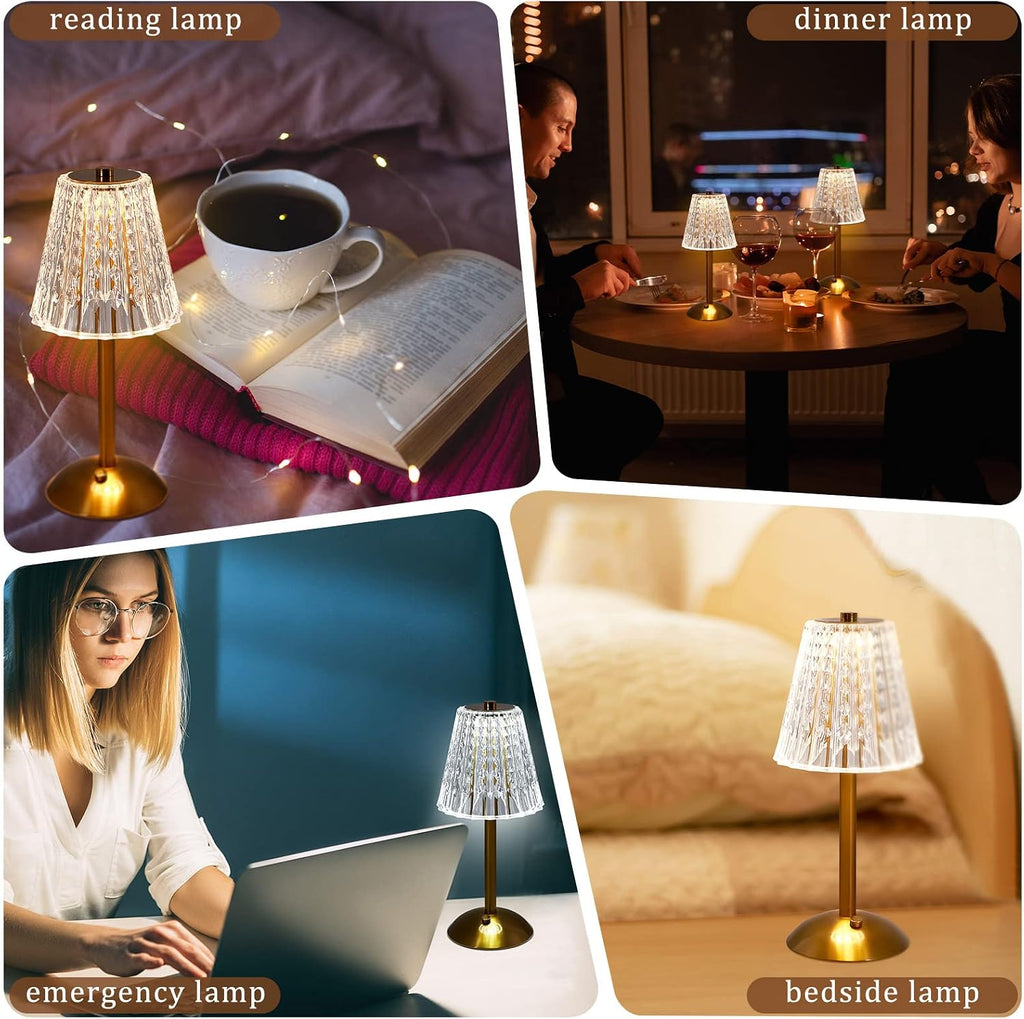 Liliful 2 Pcs Cordless Table Lamp Rechargeable Touch LED Small Gold Portable Battery Operated USB-c Desk Lamp 3 Color Dimmable for…