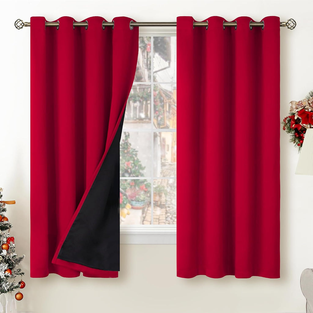 BGment Christmas 100% Blackout Curtains Thermal Insulated with Liner for Living Room Decoration - Grommet Double Layer Energy Saving Bedroo…
