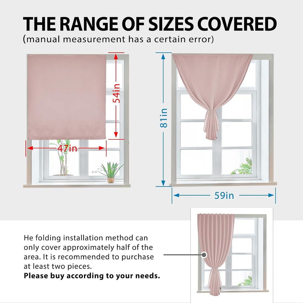 Jilron Autohesion Curtains for Windows, Bedroom Blackout Curtains for - Thermal Lnsulated No Drill Curtains Room Darkening Black Small Drape…