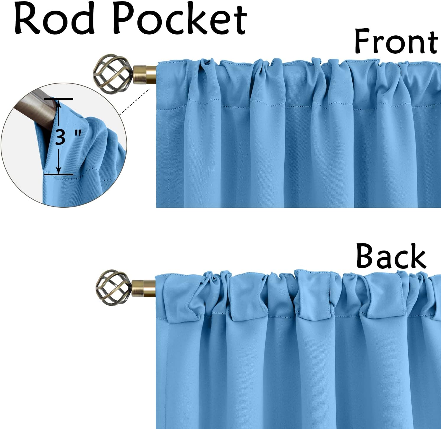 BGment Rod Pocket and Back Tab Curtains for Bedroom - Thermal Insulated Room Darkening Curtains for Living Room, 2 Window Curtain Panels (5…