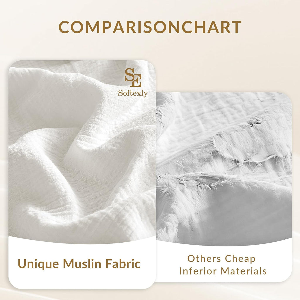 DefineCozyHealthyLife SE SOFTEXLY Muslin Pillowcases Throw Size 100% Cotton, 2 Pack Linen Like Pillow Shams with Zippered Closure, Ultral S…