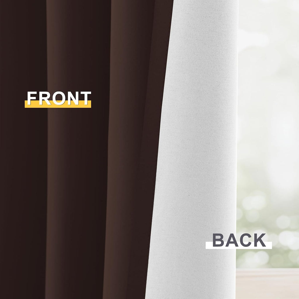 Yakamok 100% Blackout Curtain Panels 84 inches Cold and Light Blocking Drapes for Nursery, 2 Thick Layers Thermal Insulated Draperies (2 Pi…