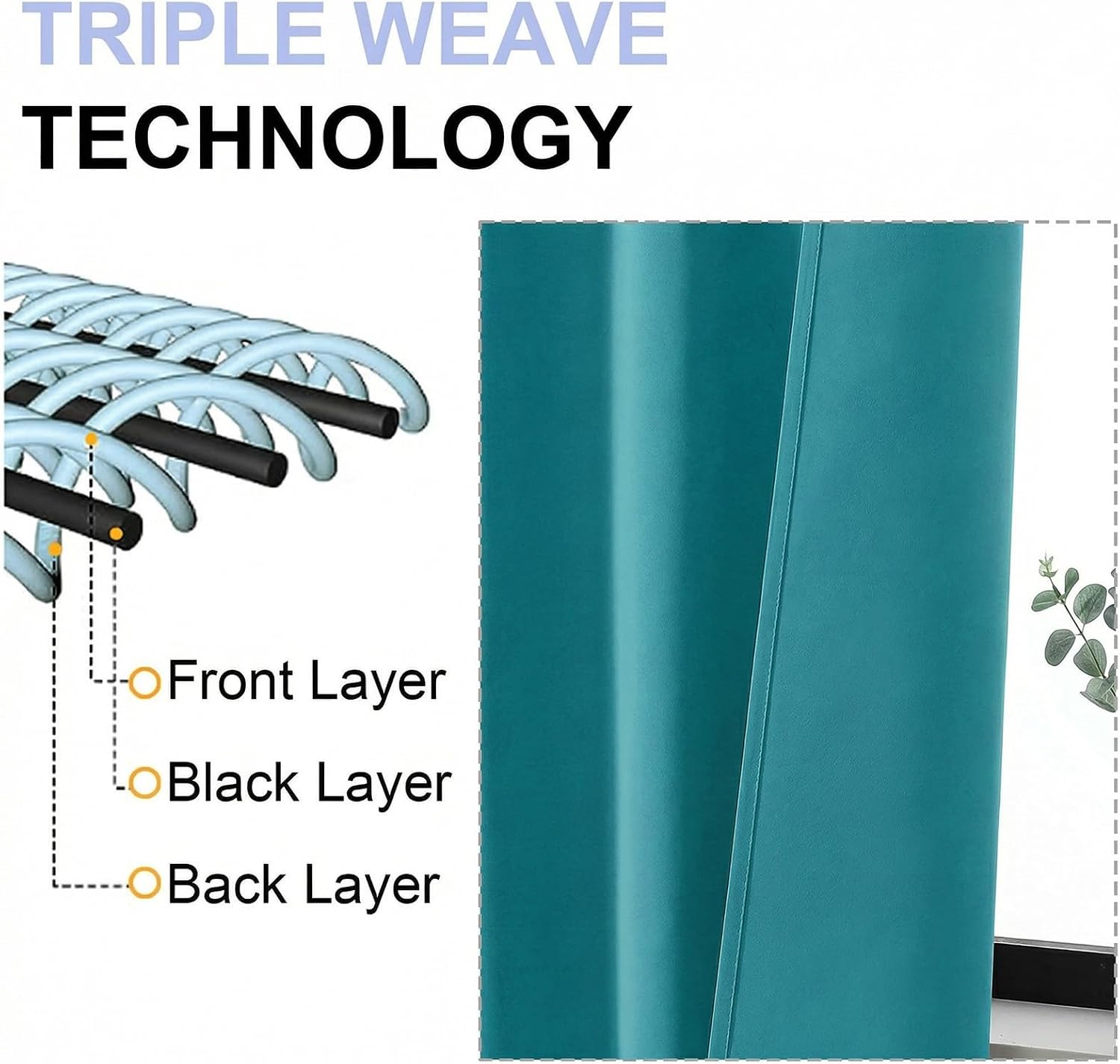 Simplebrand Ava Teal Blackout Curtains for Bedroom 84 Inch Length 2 Panels Set, Solid Thermal Insulated Privacy Nursery Window Treatment Cu…