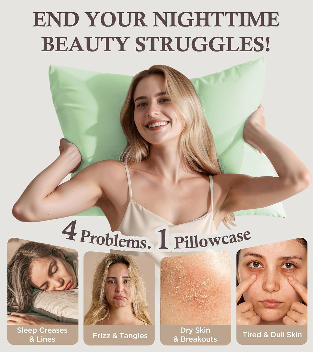 Rifens Instant Chill Cooling Pillowcase for Hot Sleepers, 2% HA Infused Pillowcase Hydrates Skin & Hair, Reduces Wrinkles & Frizz, Softer T…
