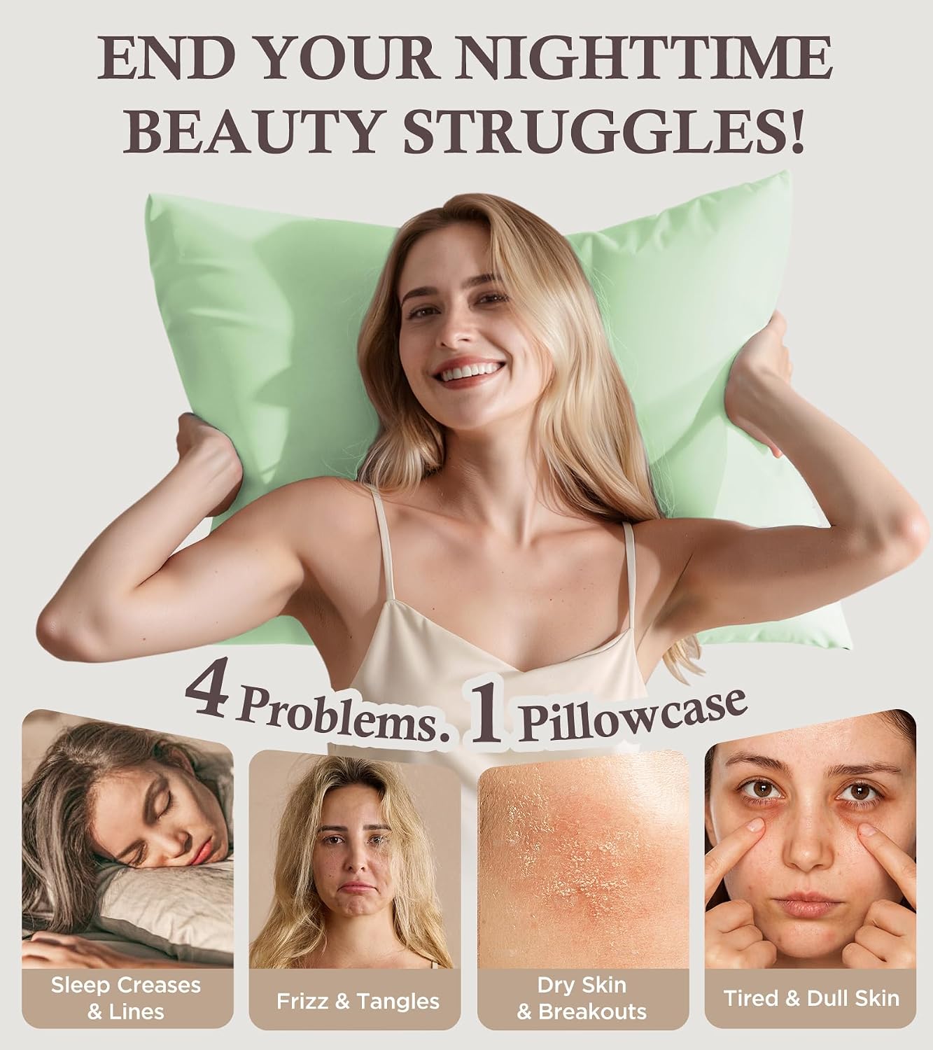 Rifens Instant Chill Cooling Pillowcase for Hot Sleepers, 2% HA Infused Pillowcase Hydrates Skin & Hair, Reduces Wrinkles & Frizz, Softer T…