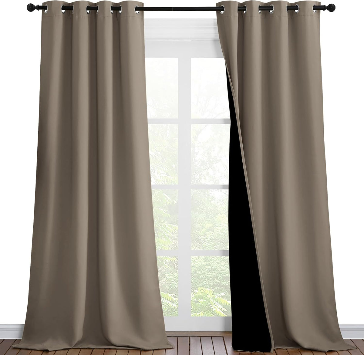 Nicetown Full Shading Curtains 90 inches Long 2 Panels Set for Windows, Super Heavy-Duty Black Lined Blackout Curtains for Bedroom, Privacy…