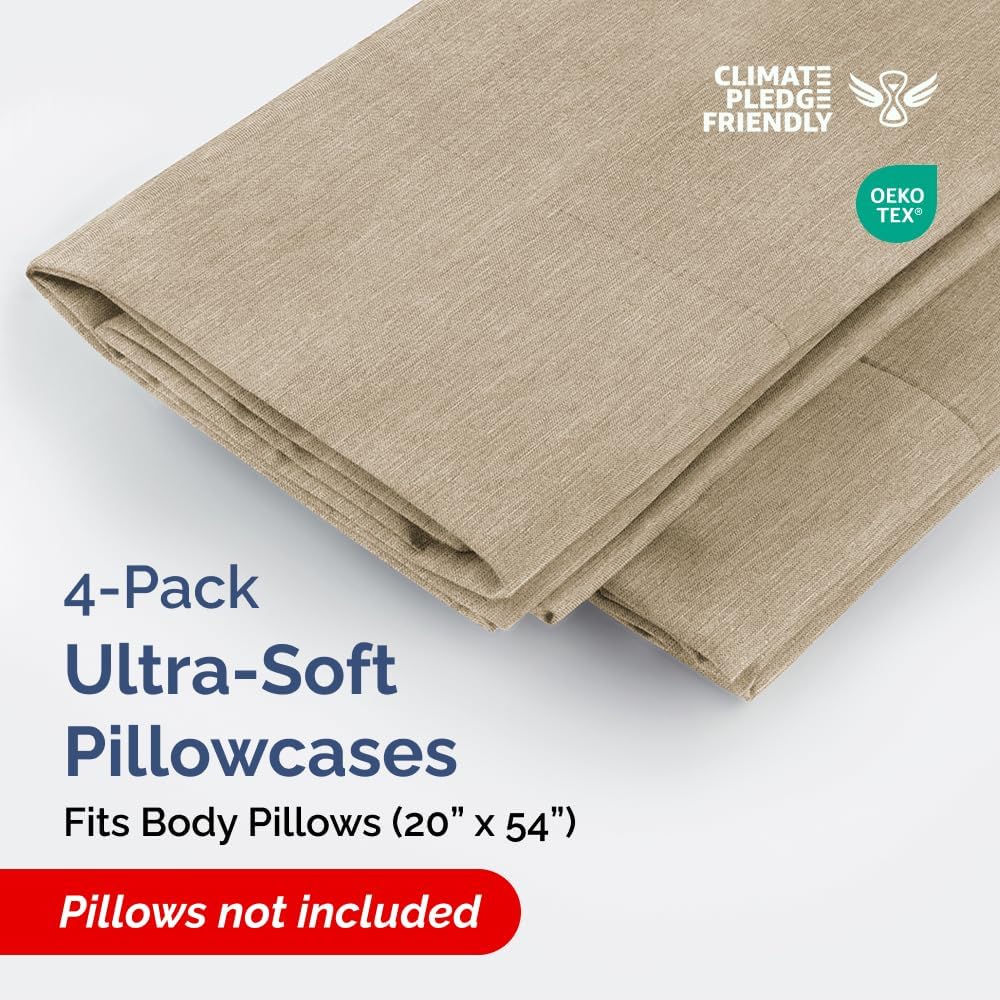 Body Pillowcases Set of 4-20x54 Long Body Pillow Case - Soft Body Pillow Cover for Sleeping & Side Sleepers - Breathable & Fade Free…