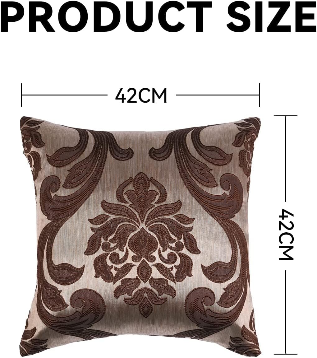 NAPEARL Throw Pillow Covers-Set of 2 Cushion Covers with Jacquard Patterns, Brown Decorative Pillowcase for Couch, Sofa, Bed, Attractive…