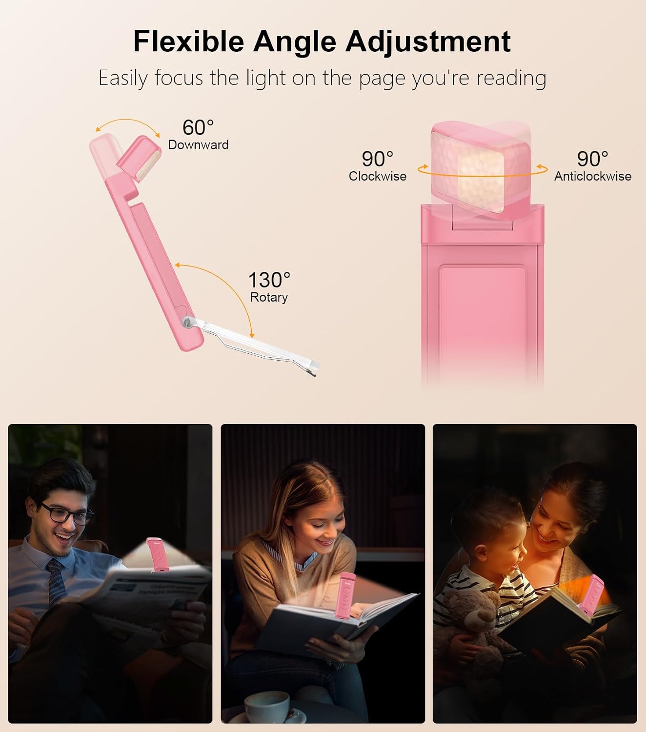Gritin Book Light Rechargeable, Eye Caring 3-Color & 5-Brightness Clip on LED Reading Light for Books in Bed- Stepless Dimming, Long…