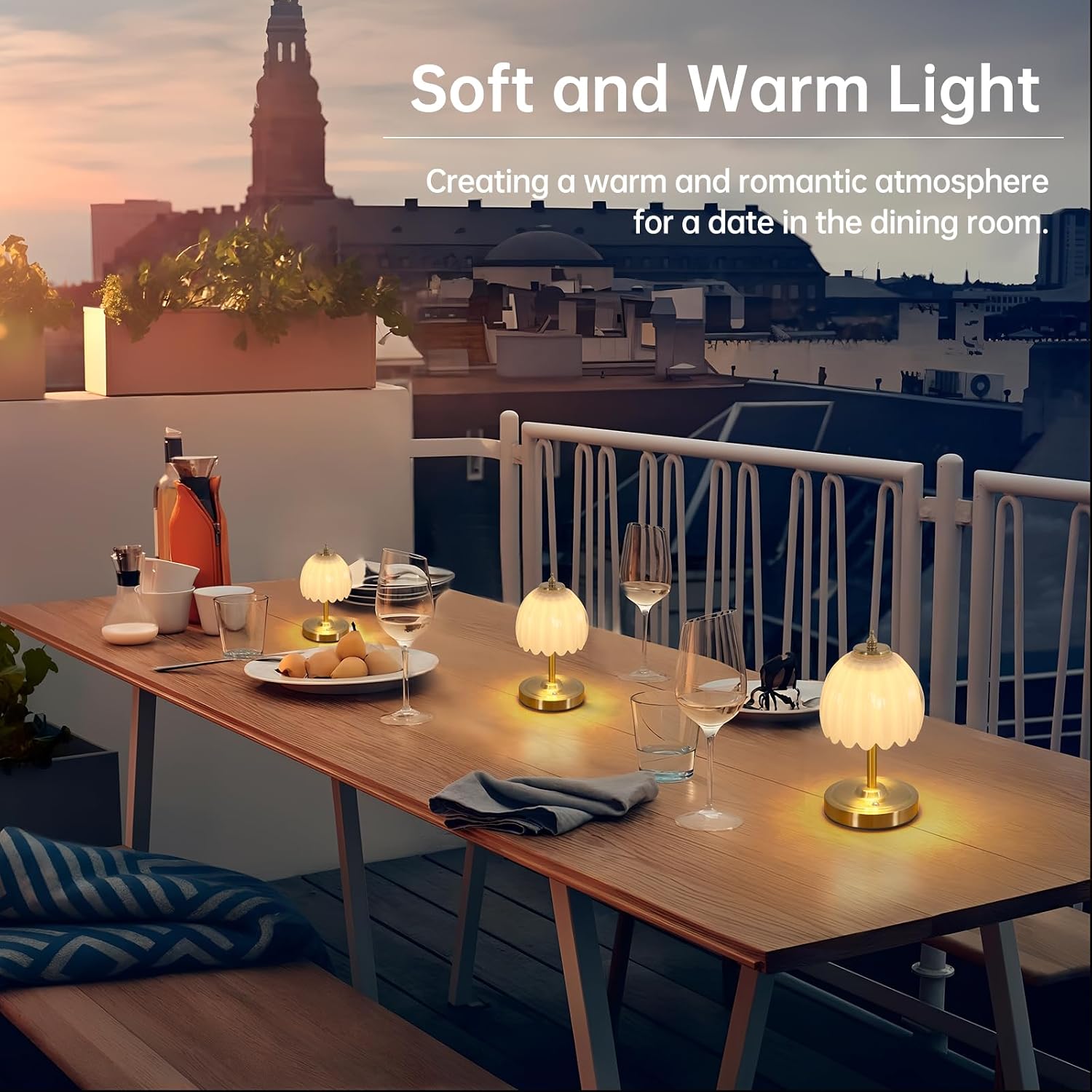 Shenmoyl Set of 2 Tulip Table Lamp with 5200mAh Battery & Touch Control, Cordless Small Table Lamp with 3 Colors, Rechargeable Battery Oper…