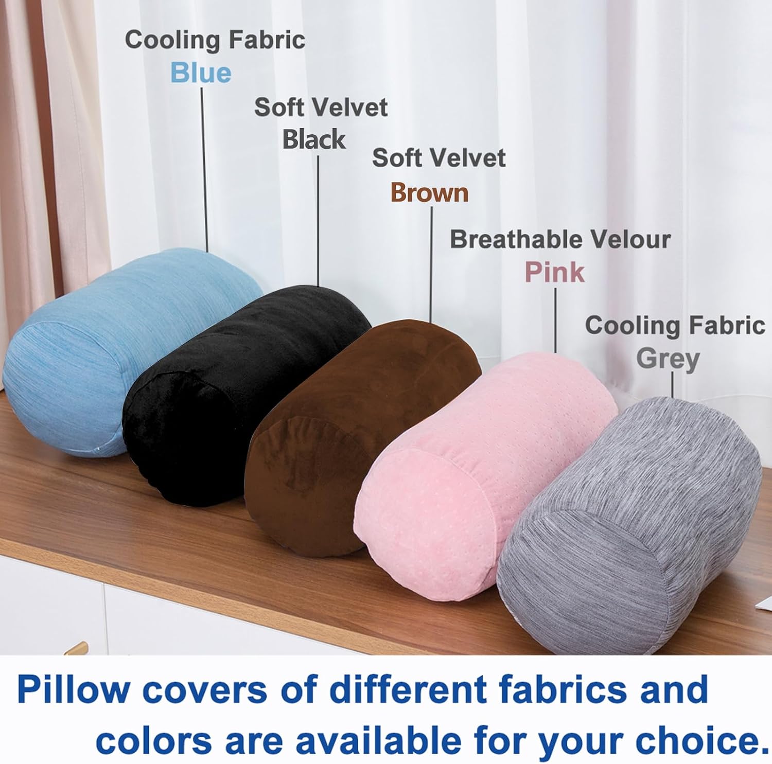 1 MIDDLE ONE Round Cylinder Bolster Pillow with Removable Velvet Cover, Tube Roll Cervical Pillow for Head, Neck, Back and Legs Support…