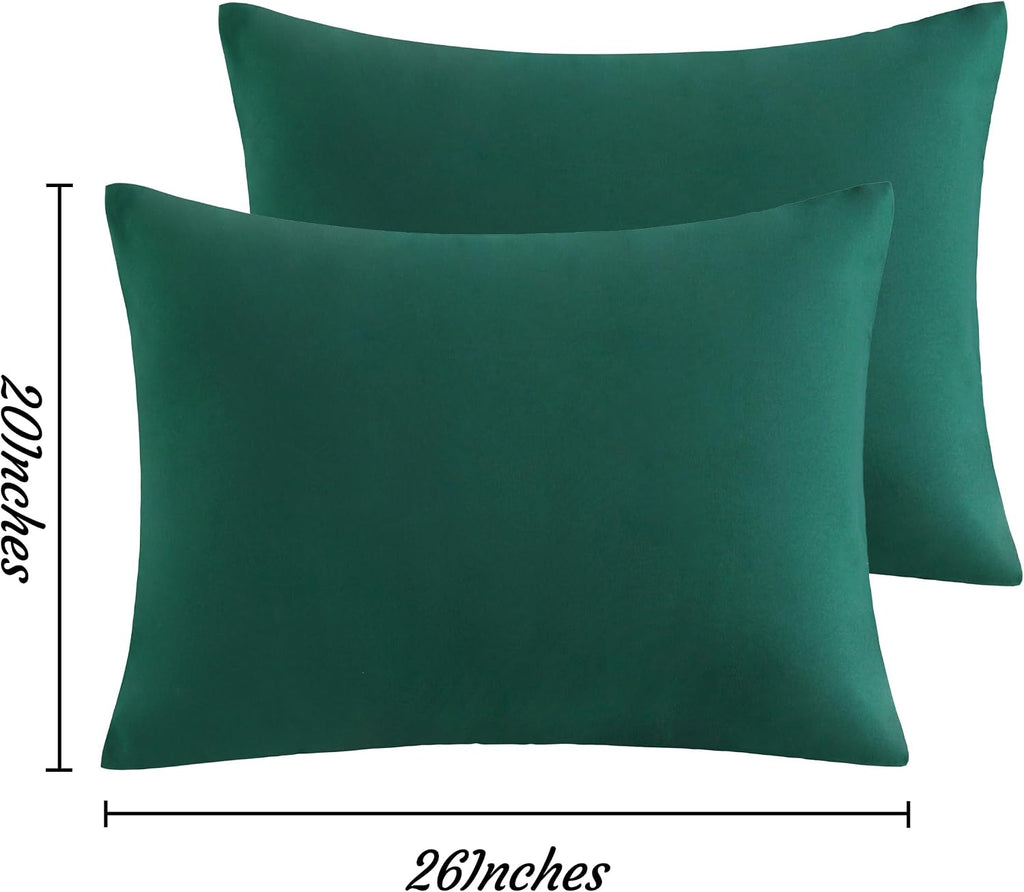 Ntbay Standard Pillow Cases Set of 2, 2 Pack Brushed Microfiber 20x26 Pillow Cases, Soft, Wrinkle, Fade, Stain Resistant Dark Green Pillow…