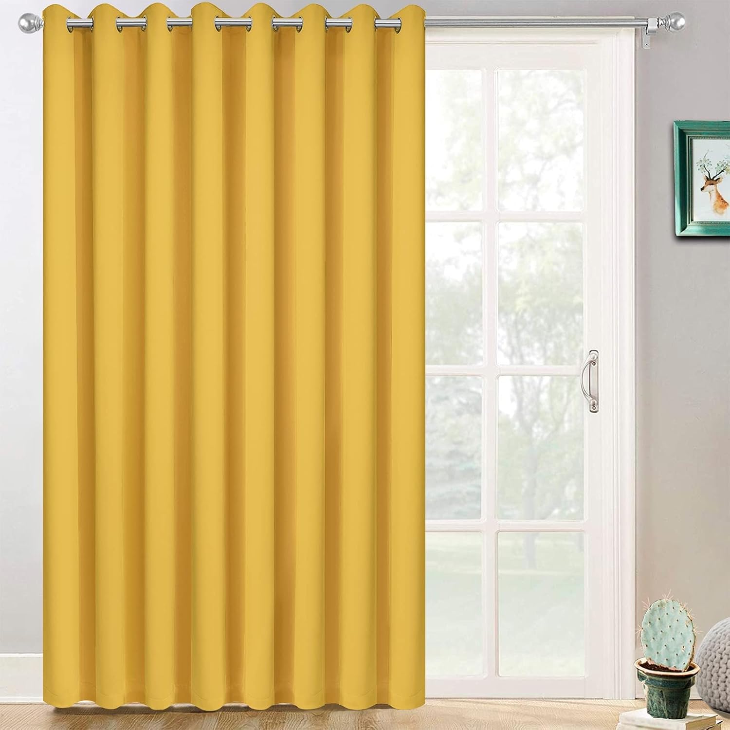 Yakamok Extra Wide Blackout Curtain for Sliding Glass Door, Grommet Thermal Insulated Room Divider Curtain 100W x 84L inch, Room…