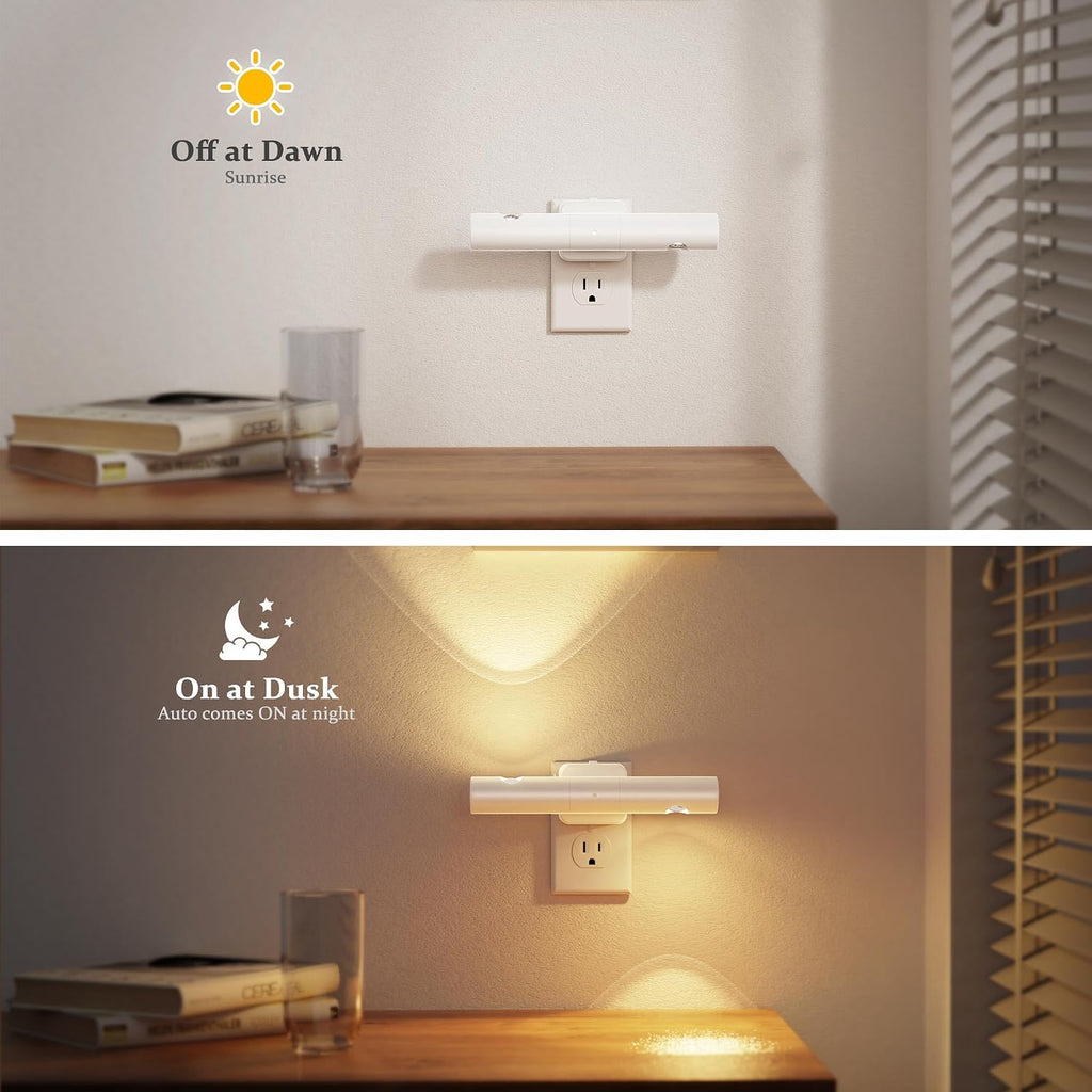 JandCase LED Night Light, 2 Pack Modern Night Lights Plug into Wall, Dusk-to-Dawn Sensor with 3000K Soft White, 0-100LM Dimmable Night…