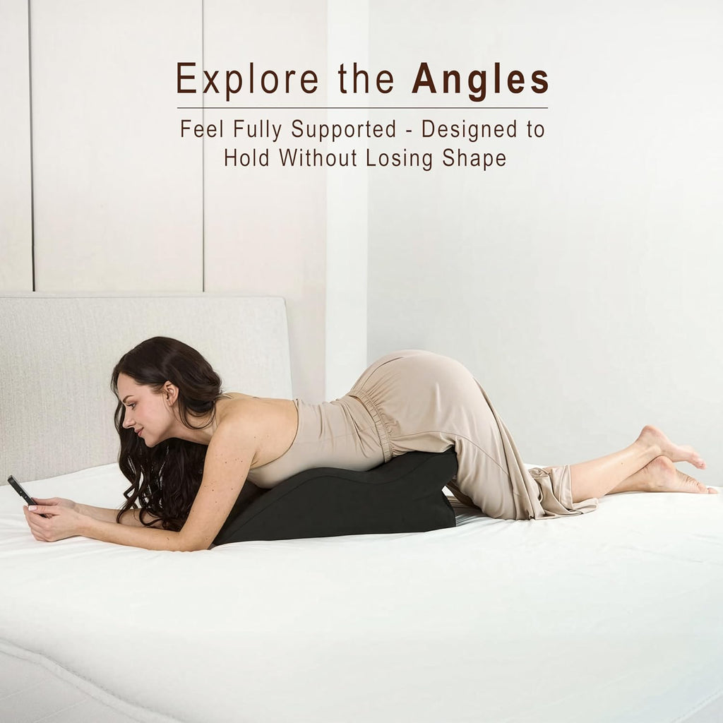 SYLLO Ergonomic Memory Foam Wedge Pillow | Multi-Functional 27° Angle Reading Pillow | Ideal Wedge Support for Back, Legs, Reading in Bed…