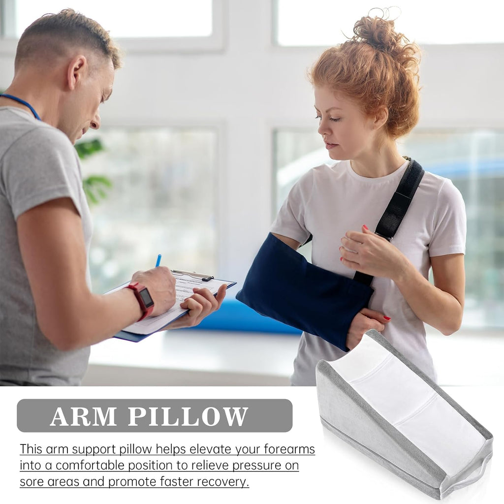 Buryeah Arm Elevation Pillow with 2 Pockets, Soft Ergonomic Support Pillow for Elbow Rest Wedge Broken Arm Gifts with High Density Foam for…