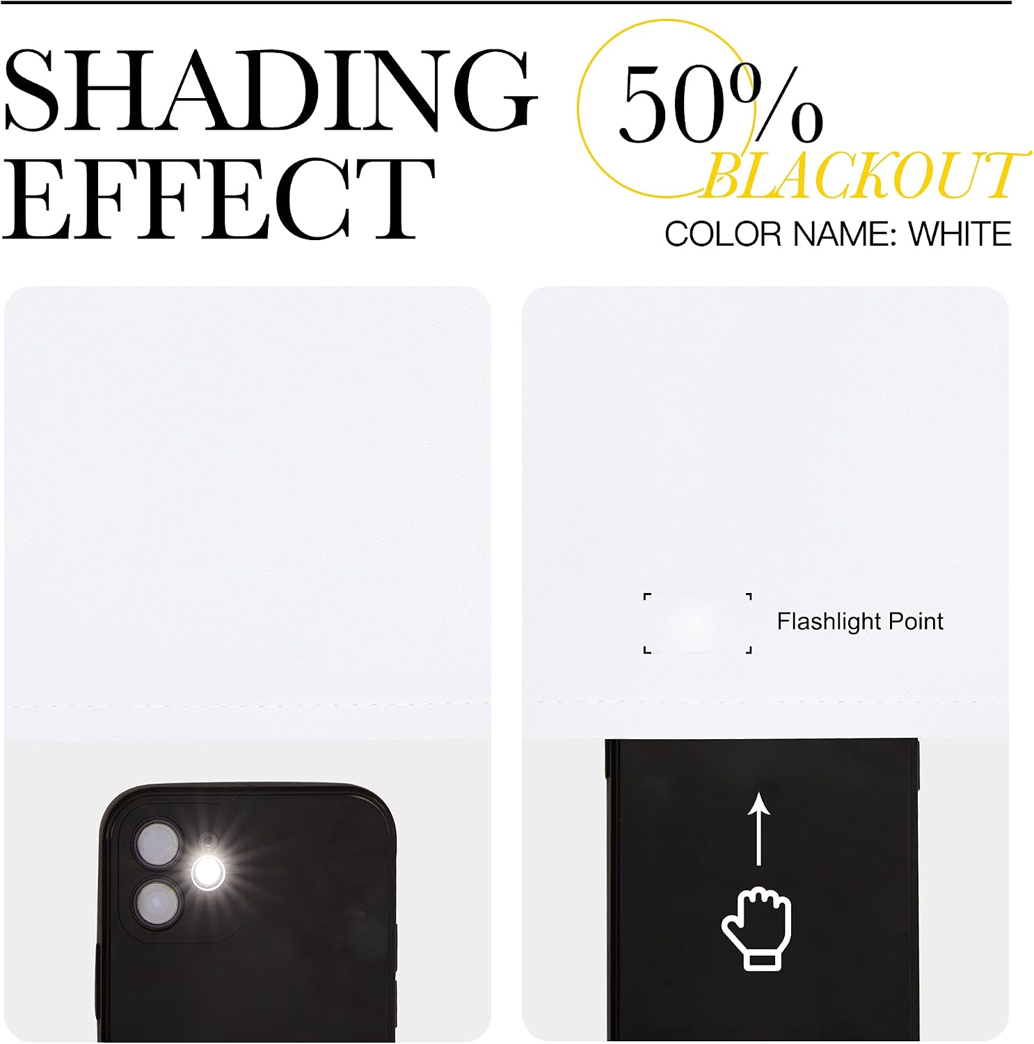 NICETOWN Window Curtain Panels - Semi Blackout Rod Pocket Curtain Set for Bedroom (White, 2 Panels, 42 by 48)